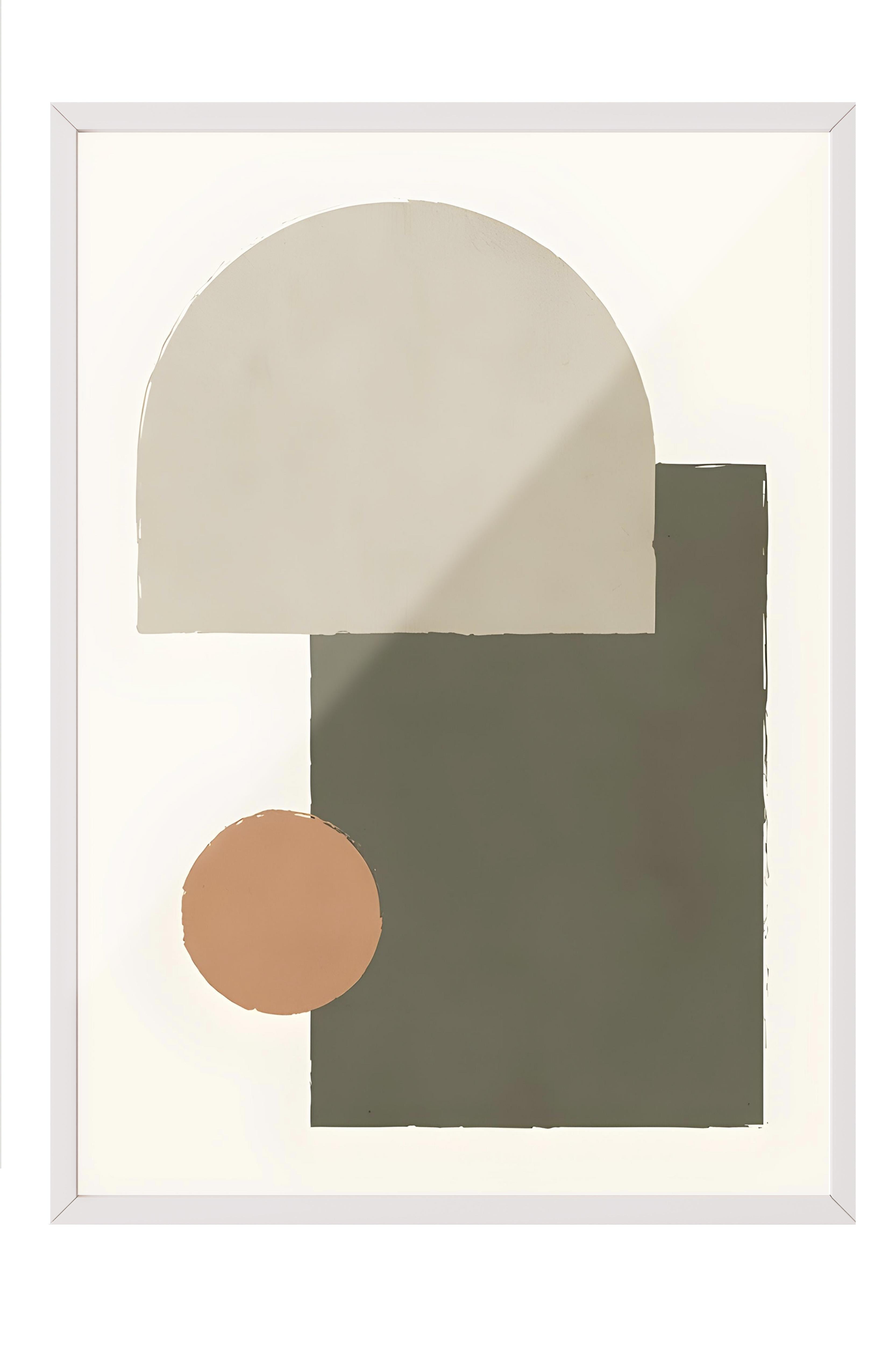 Beyaz Çerçeveli Tablo, Poster ve Çerçeve Seti, Earthy Geometrics No2 Comfort Serisi NO:108587