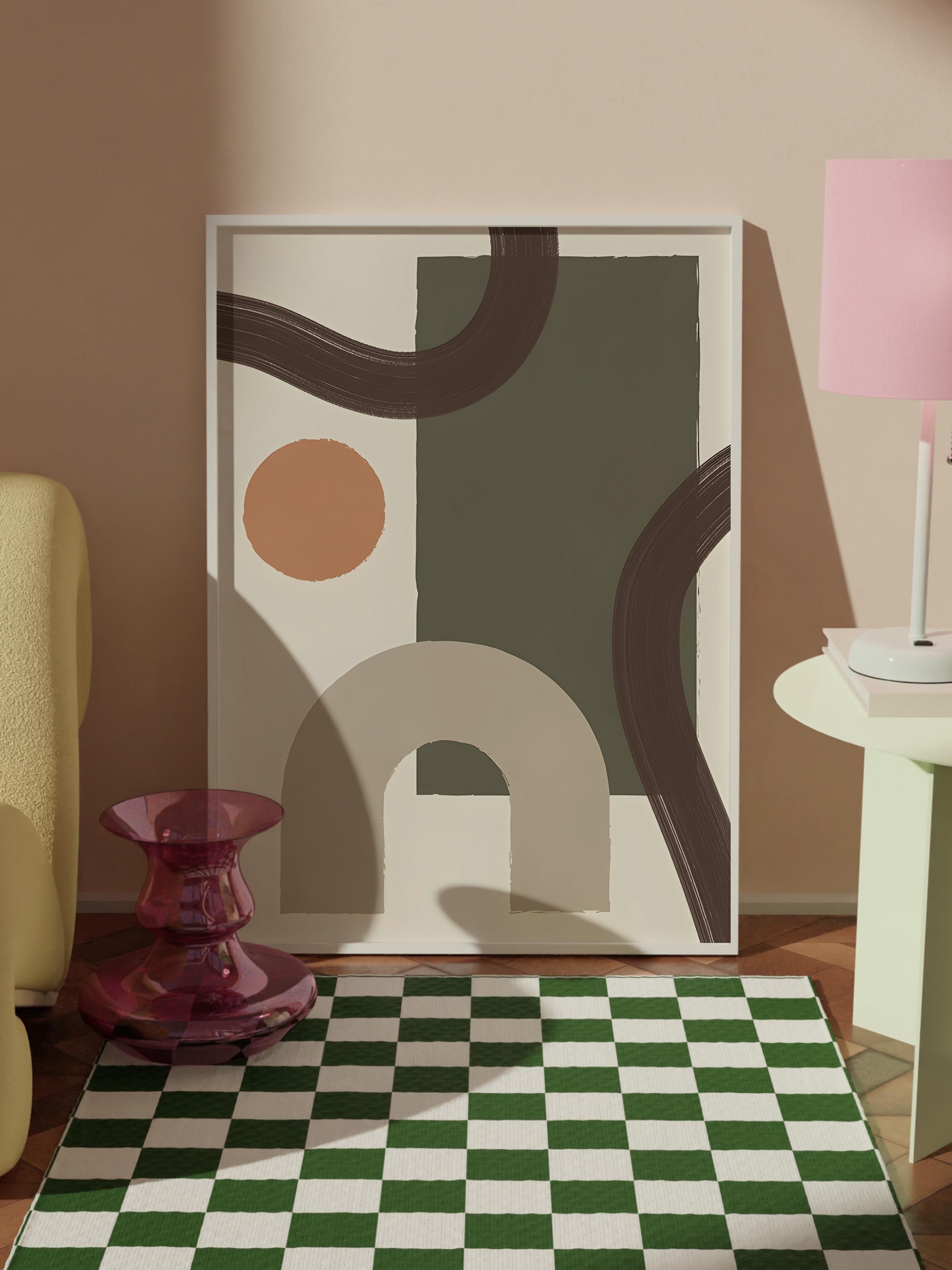 Beyaz Çerçeveli Tablo, Poster ve Çerçeve Seti, Earthy Geometrics No2 Comfort Serisi NO:108588