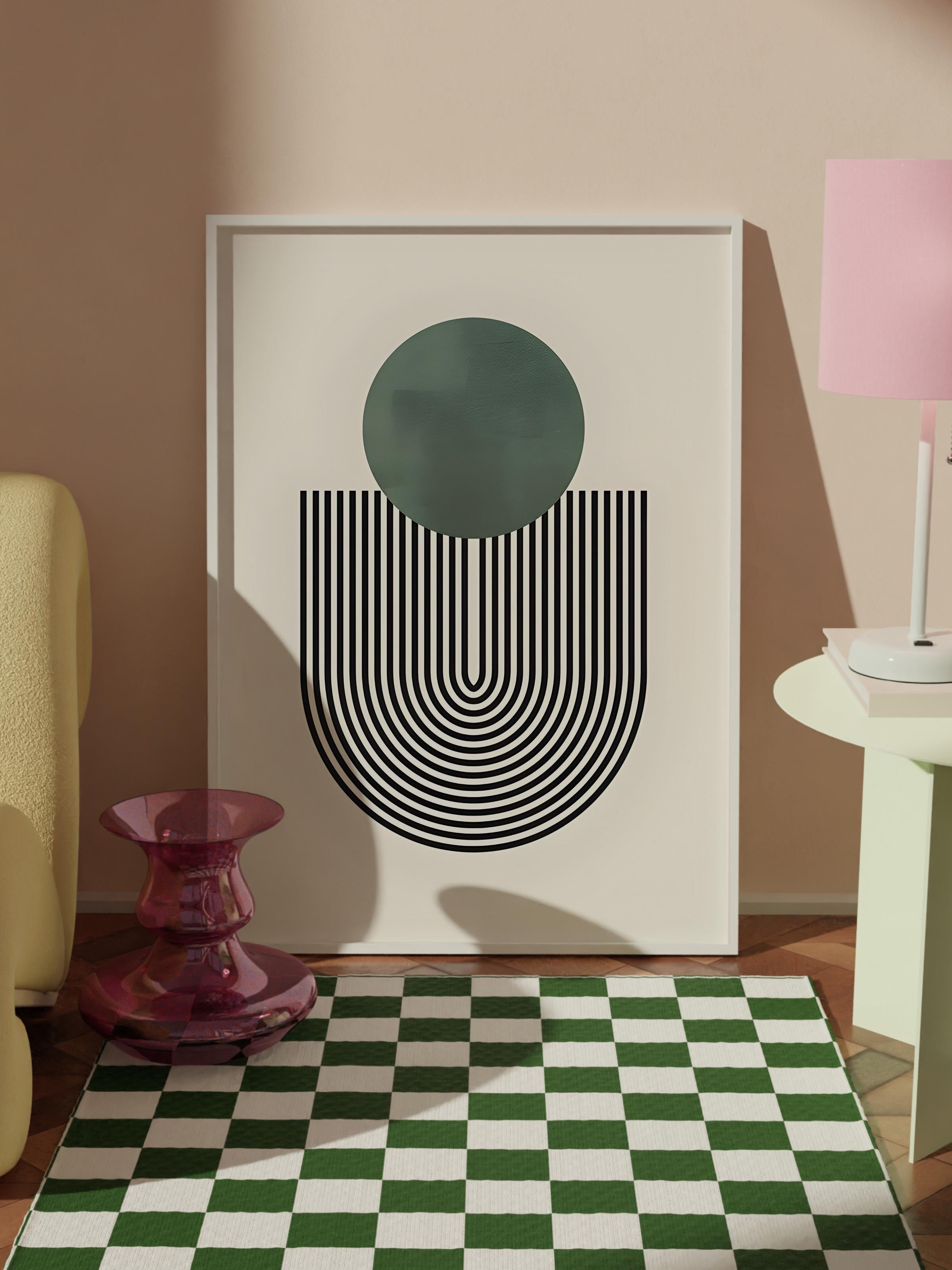 Beyaz Çerçeveli Tablo, Poster ve Çerçeve Seti, Mid Century Green No1 Comfort Serisi NO:108589