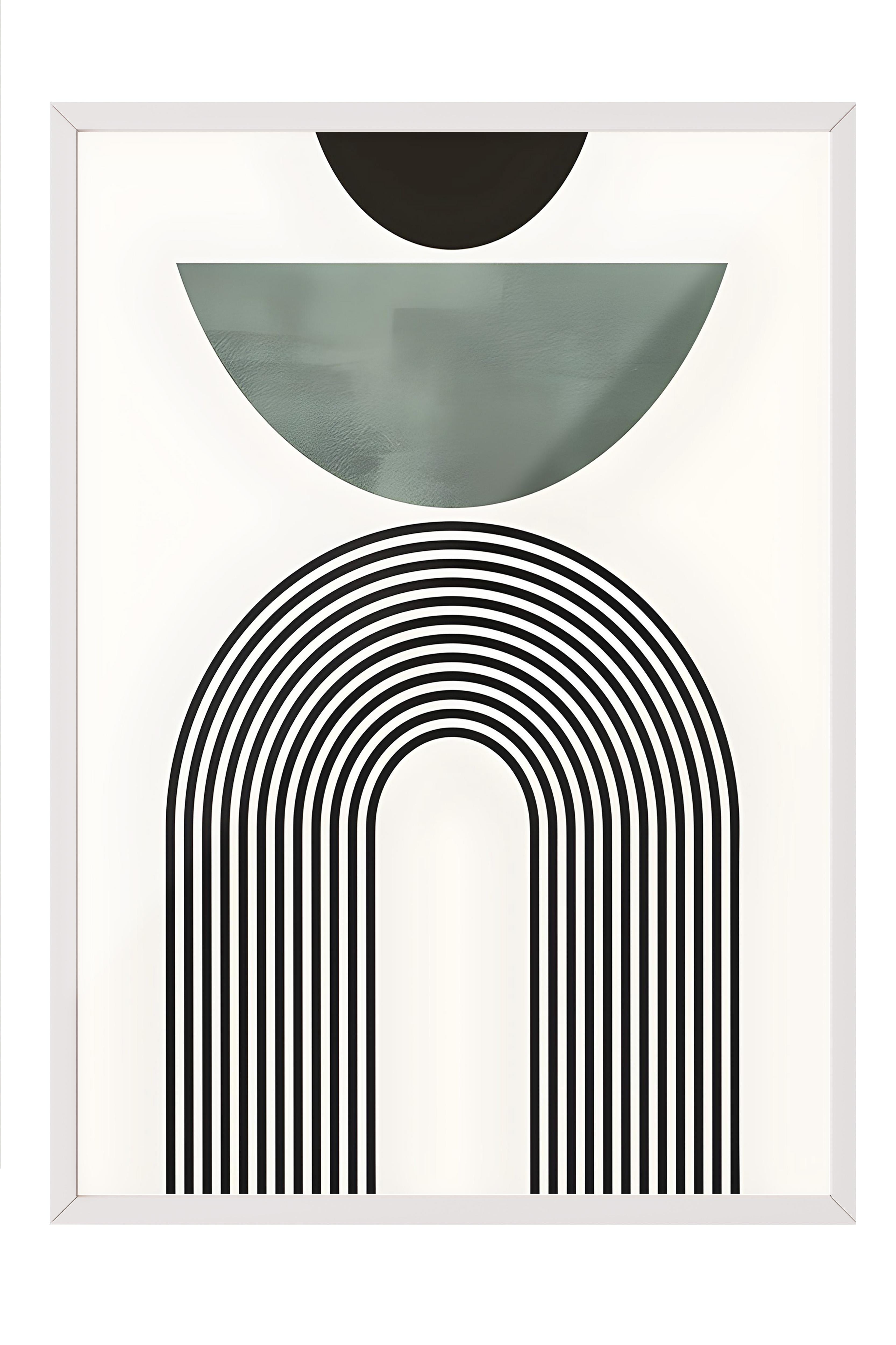 Beyaz Çerçeveli Tablo, Poster ve Çerçeve Seti, Mid Century Green No2 Comfort Serisi NO:108590