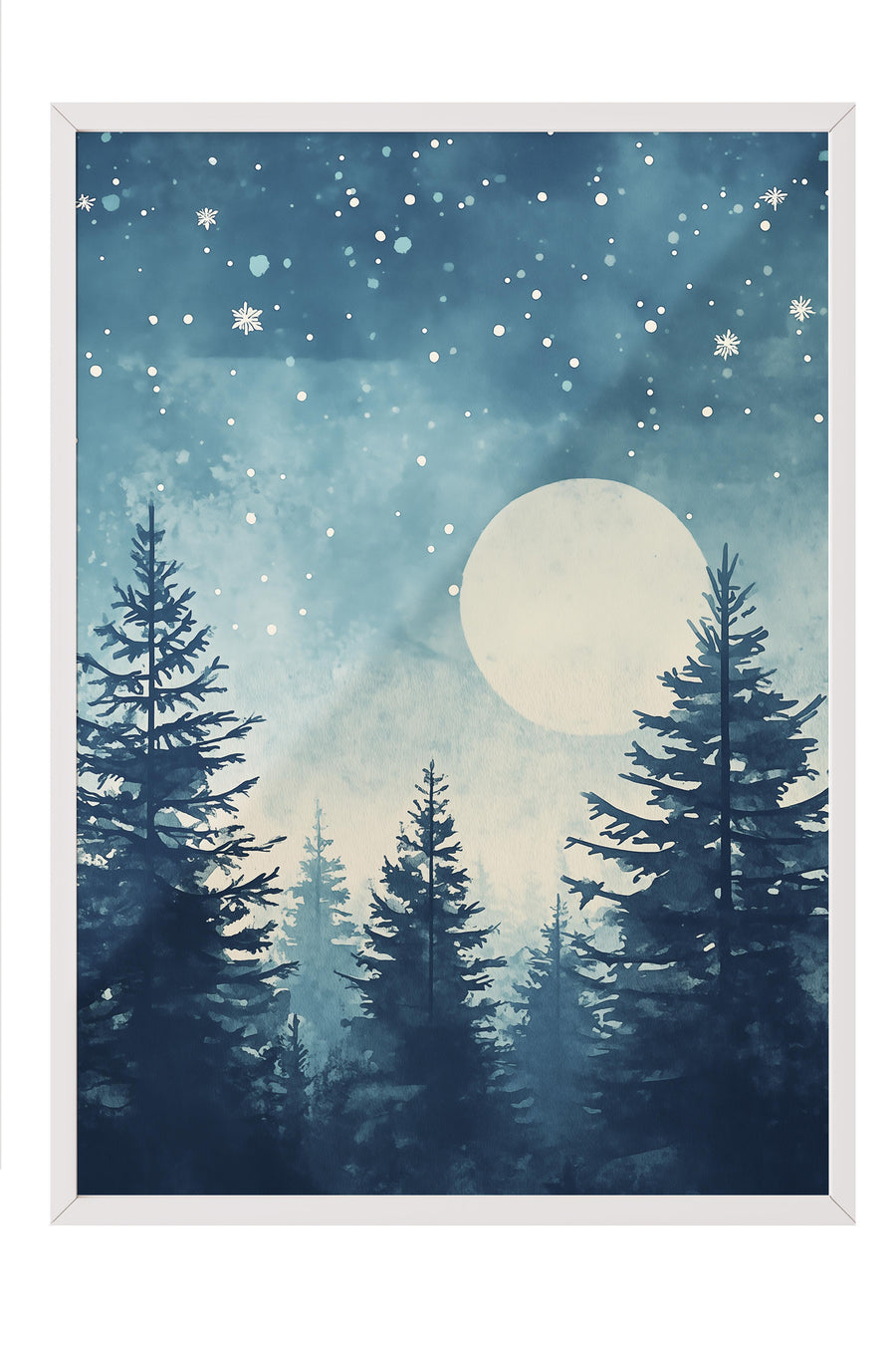Gece Ormanı Poster – Beyaz Çerçeveli Tablo