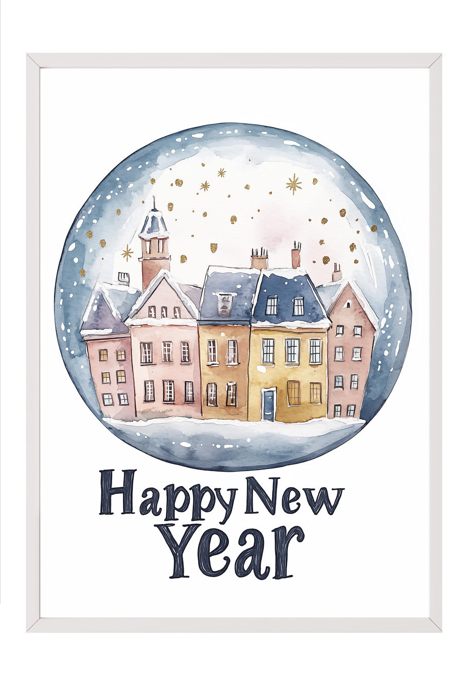 Happy New Year Poster – Beyaz Çerçeveli Tablo