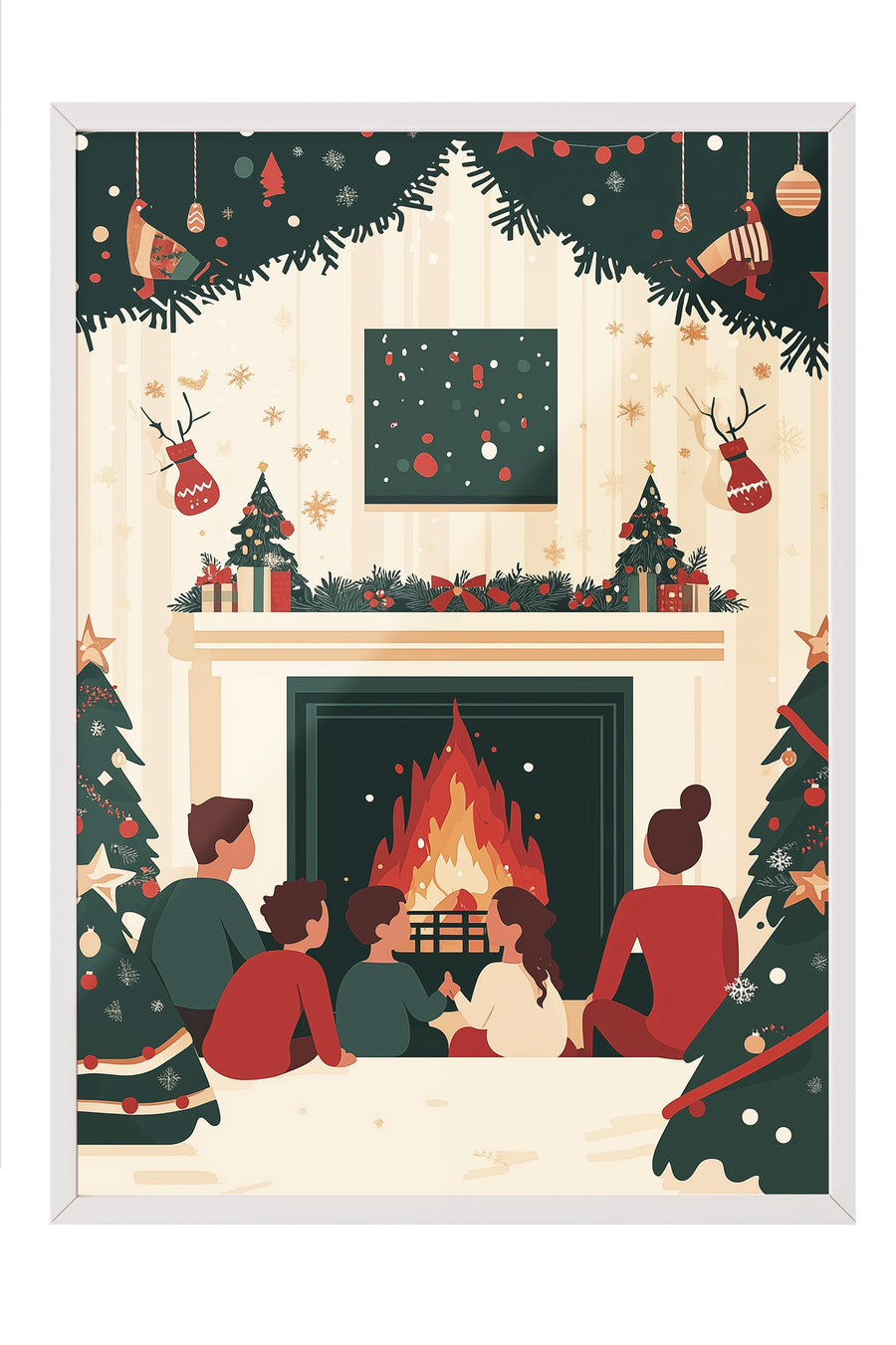 Sıcak Noel Akşamı Poster – Beyaz Çerçeveli Tablo