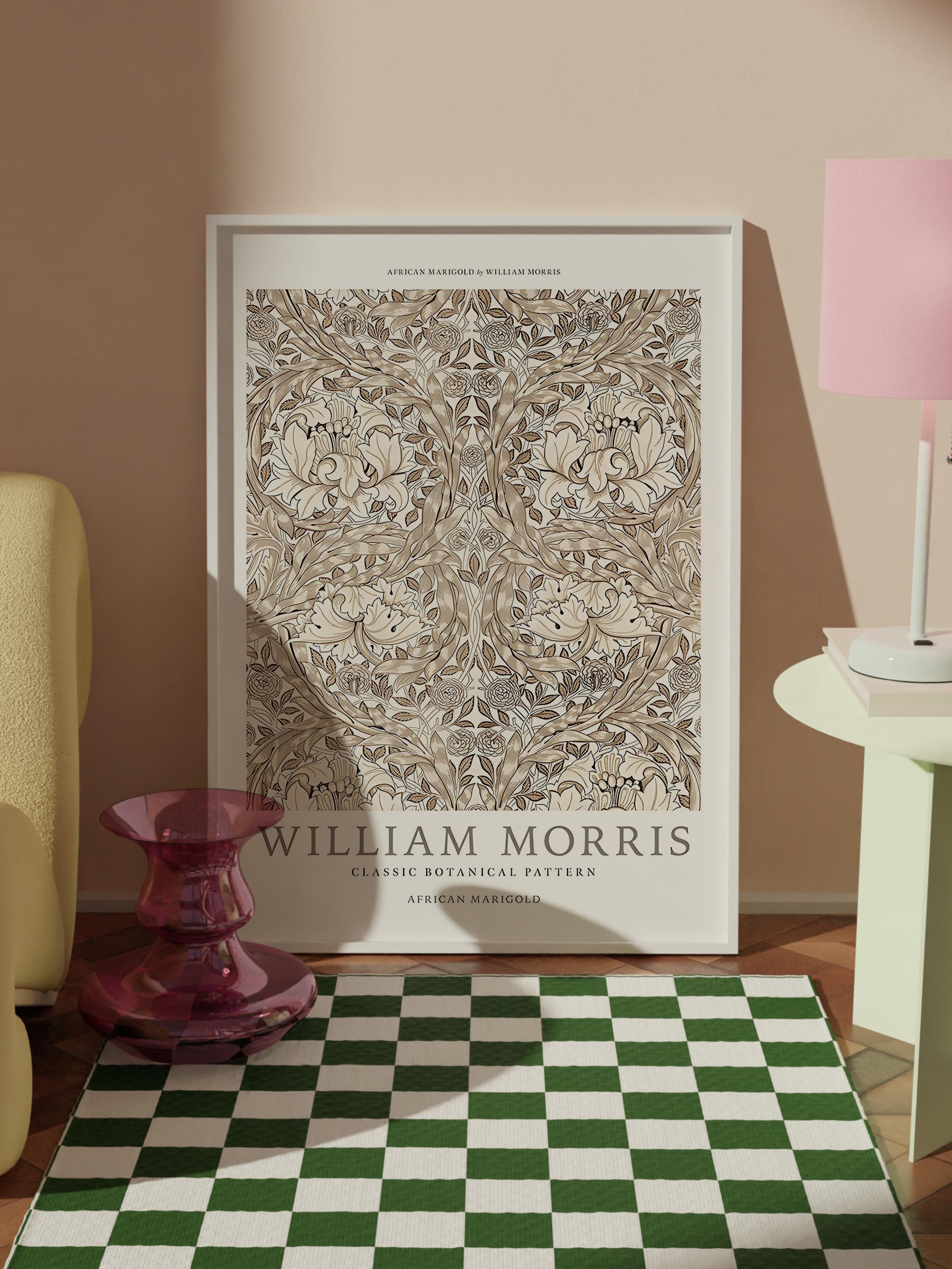 Beyaz Çerçeveli Tablo, William Morris - African Marigold Comfort Serisi NO:108583