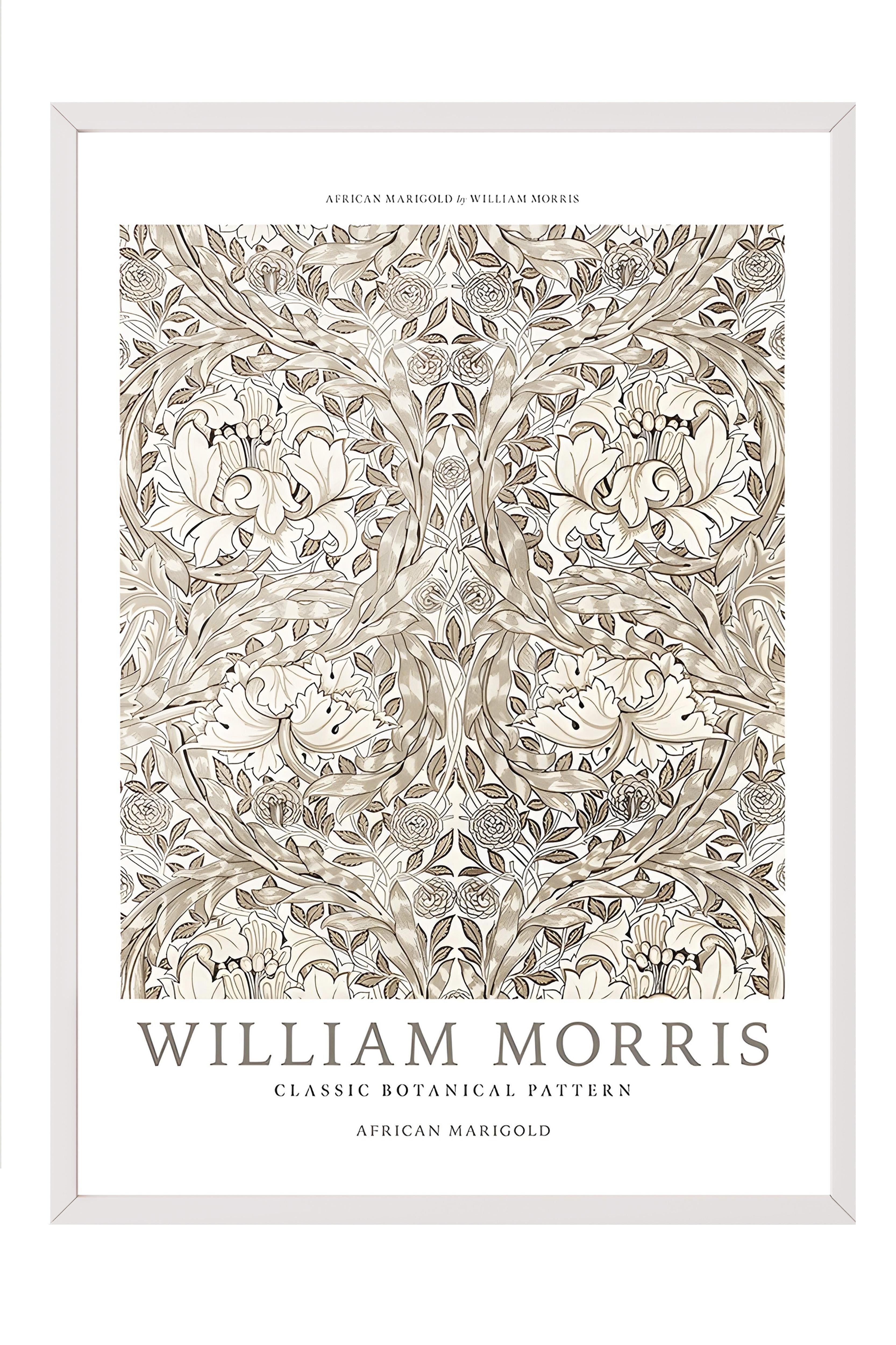 Beyaz Çerçeveli Tablo, William Morris - African Marigold Comfort Serisi NO:108583