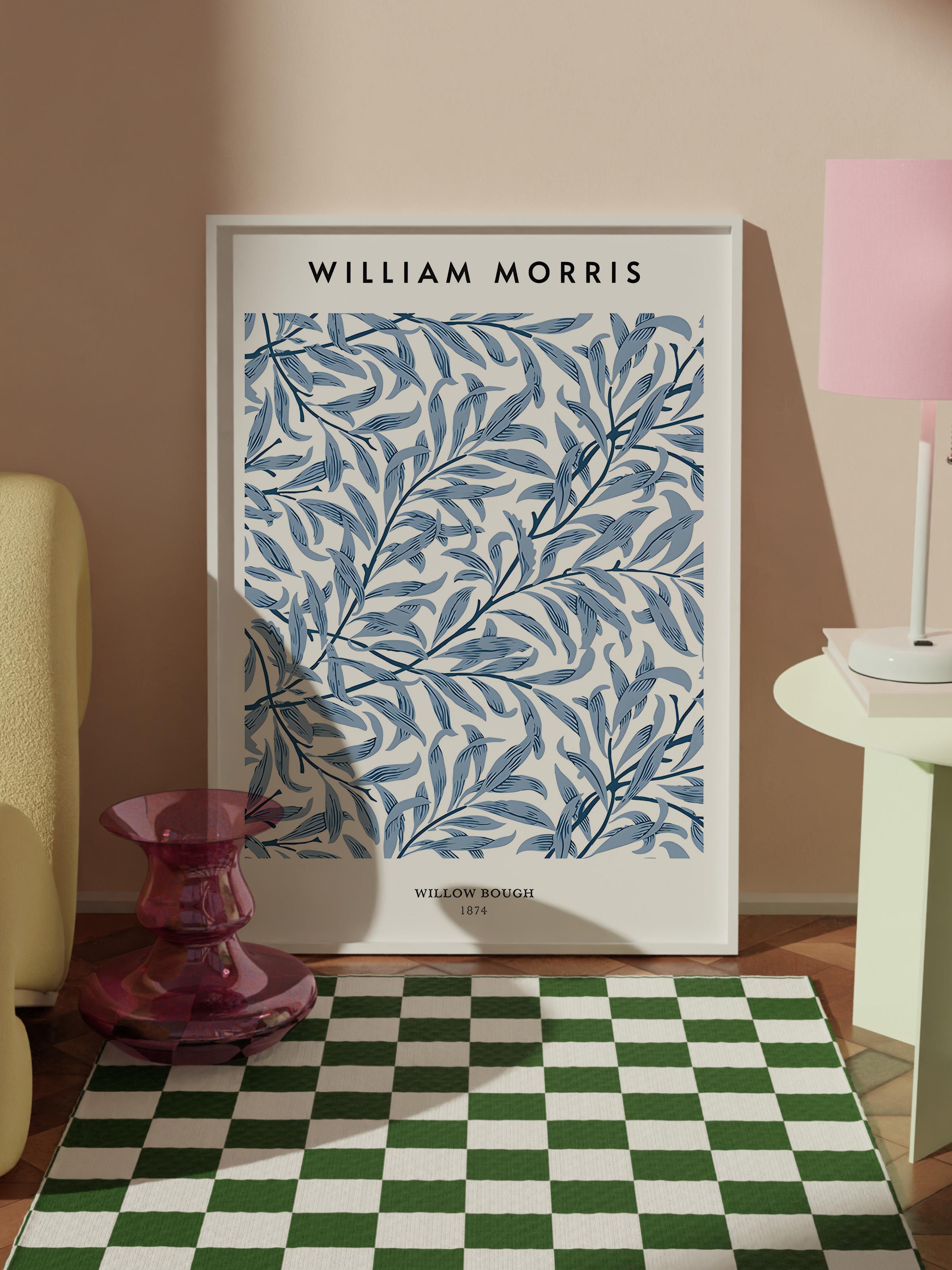Beyaz Çerçeveli Tablo, Poster ve Çerçeve Seti, William Morris - Willow Bough Comfort Serisi NO:108575