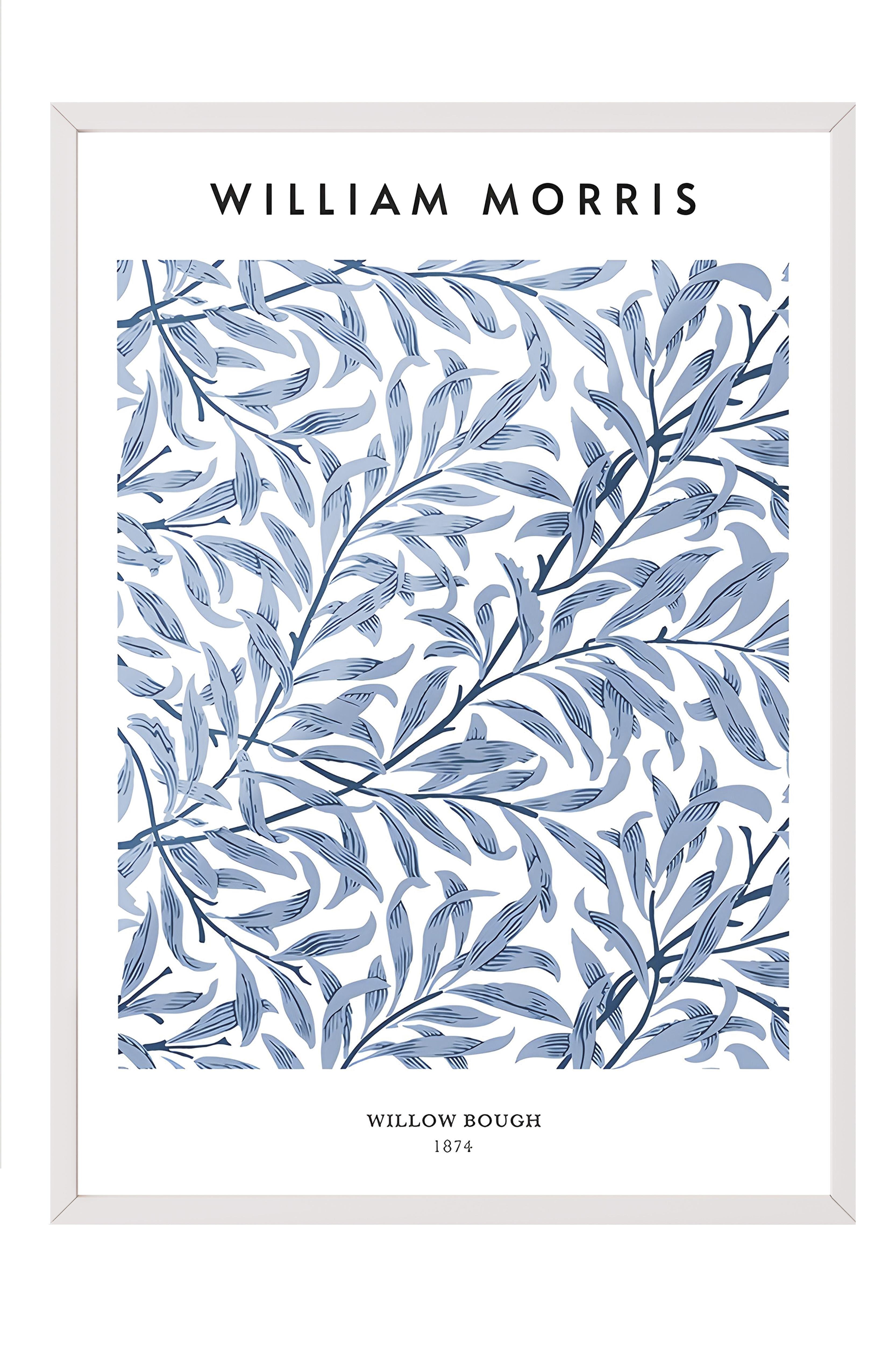 Beyaz Çerçeveli Tablo, Poster ve Çerçeve Seti, William Morris - Willow Bough Comfort Serisi NO:108575