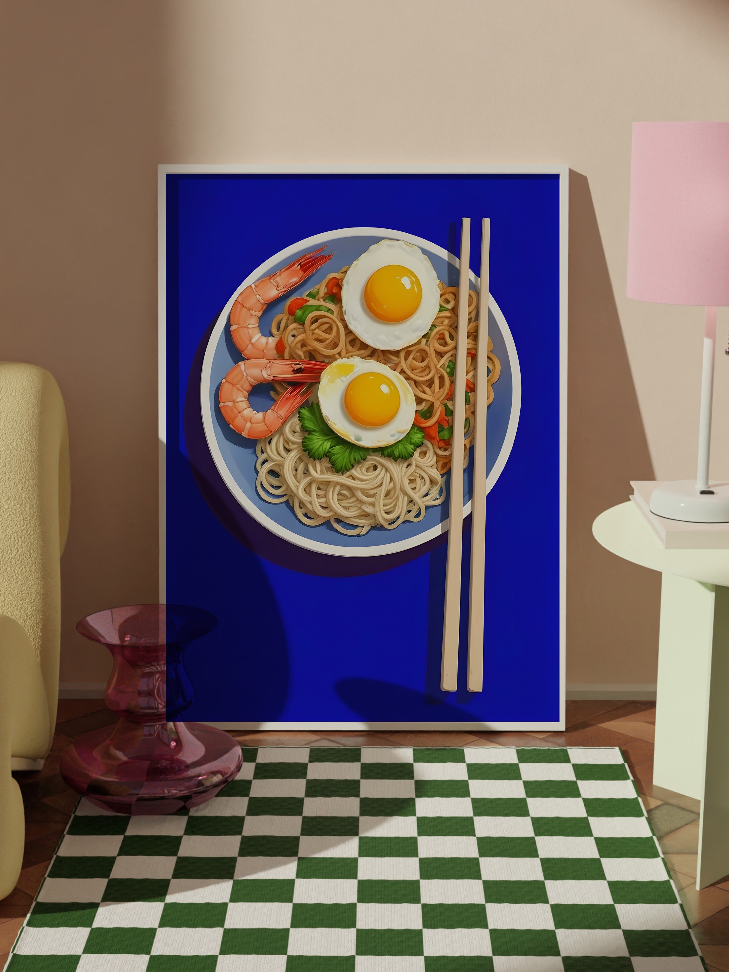 Beyaz Çerçeveli Tablo, Ramen Bowl, Comfort Serisi Mutfak Duvar Tablosu, NO:109102
