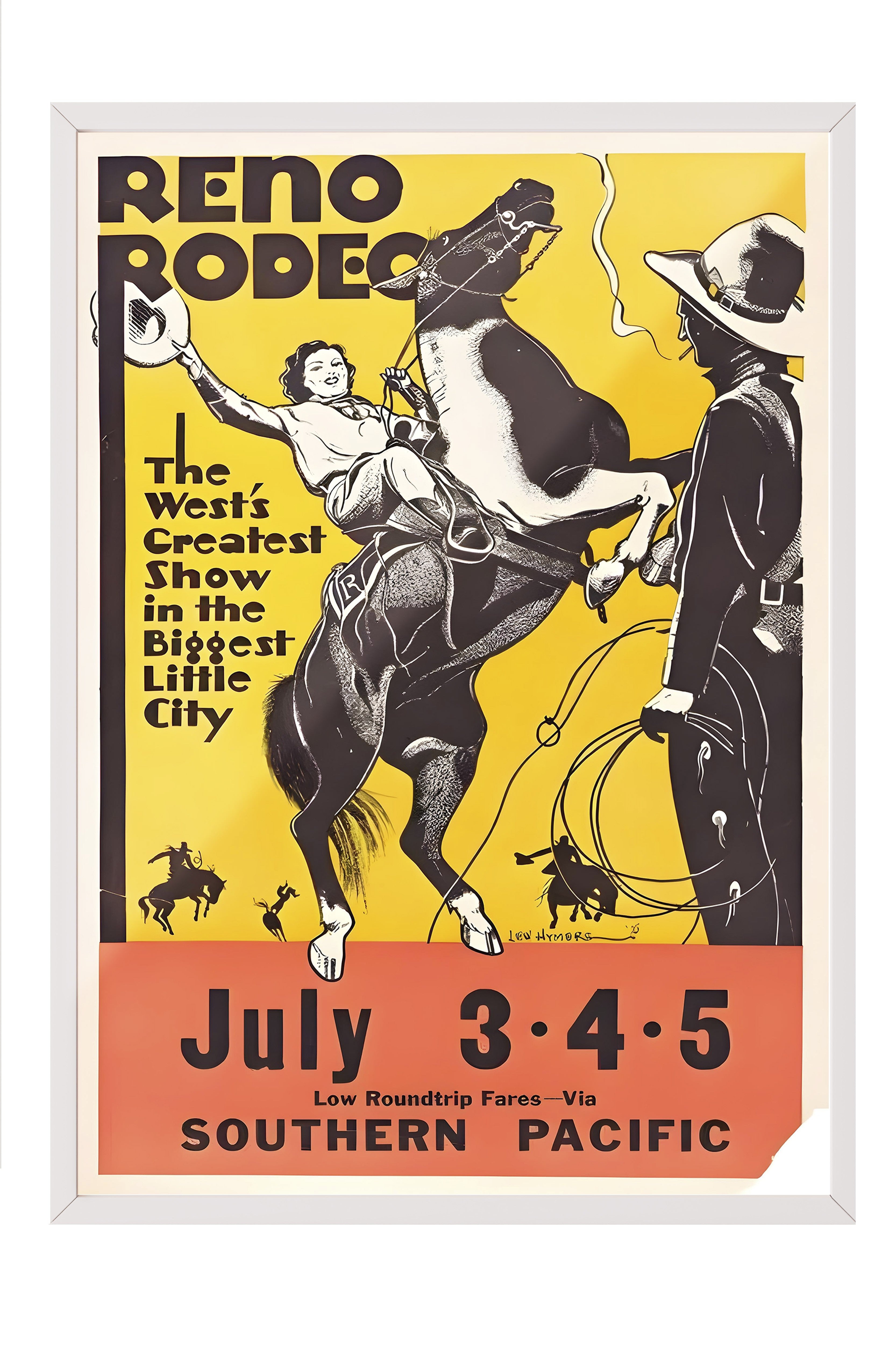 Beyaz Çerçeveli Tablo, Reno Rodeo Retro, Comfort Serisi Poster ve  Duvar Tablosu, NO:108959