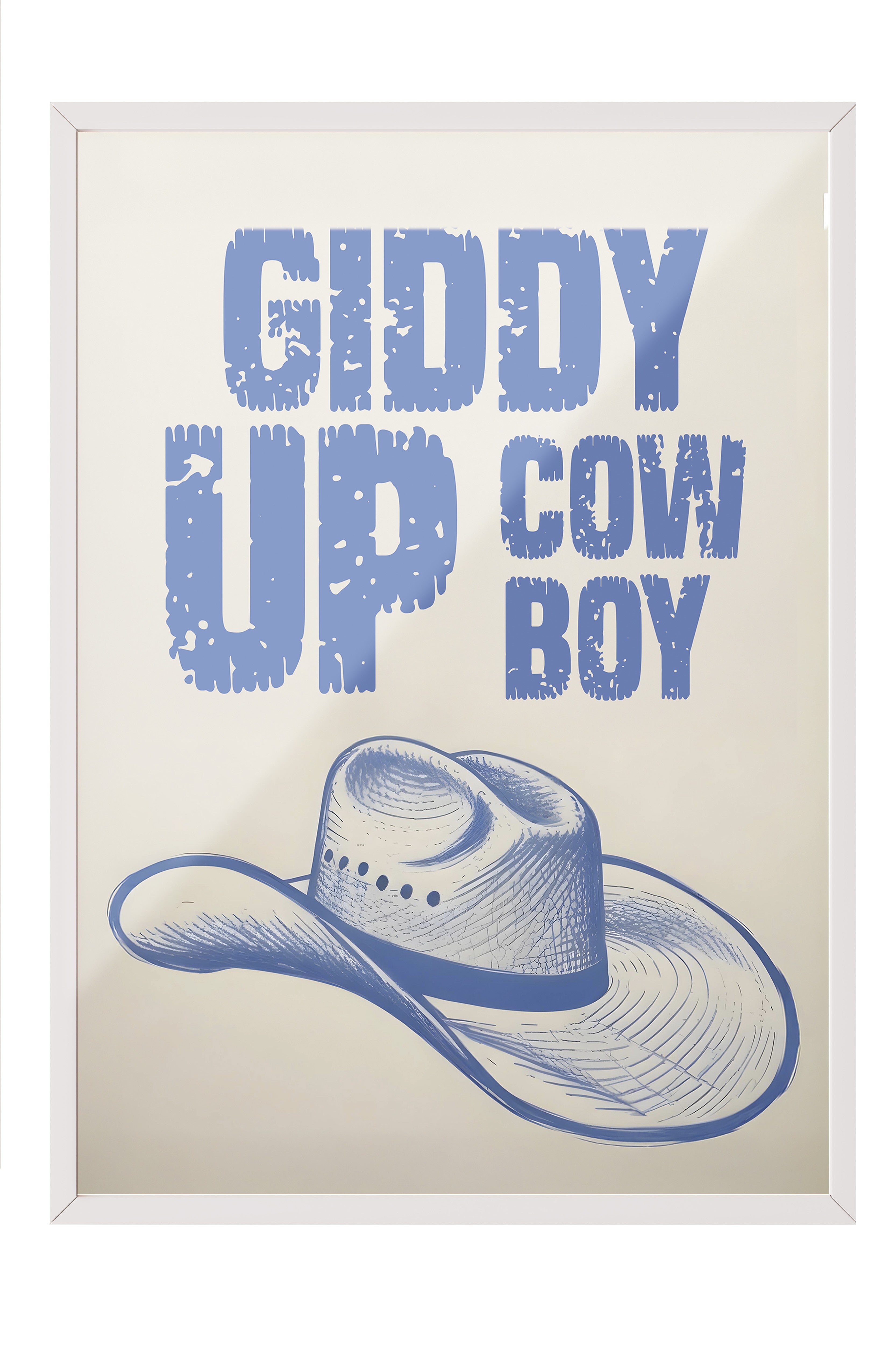Beyaz Çerçeveli Tablo, Retro Cowboy, Comfort Serisi Poster ve Duvar Tablosu, NO:108931