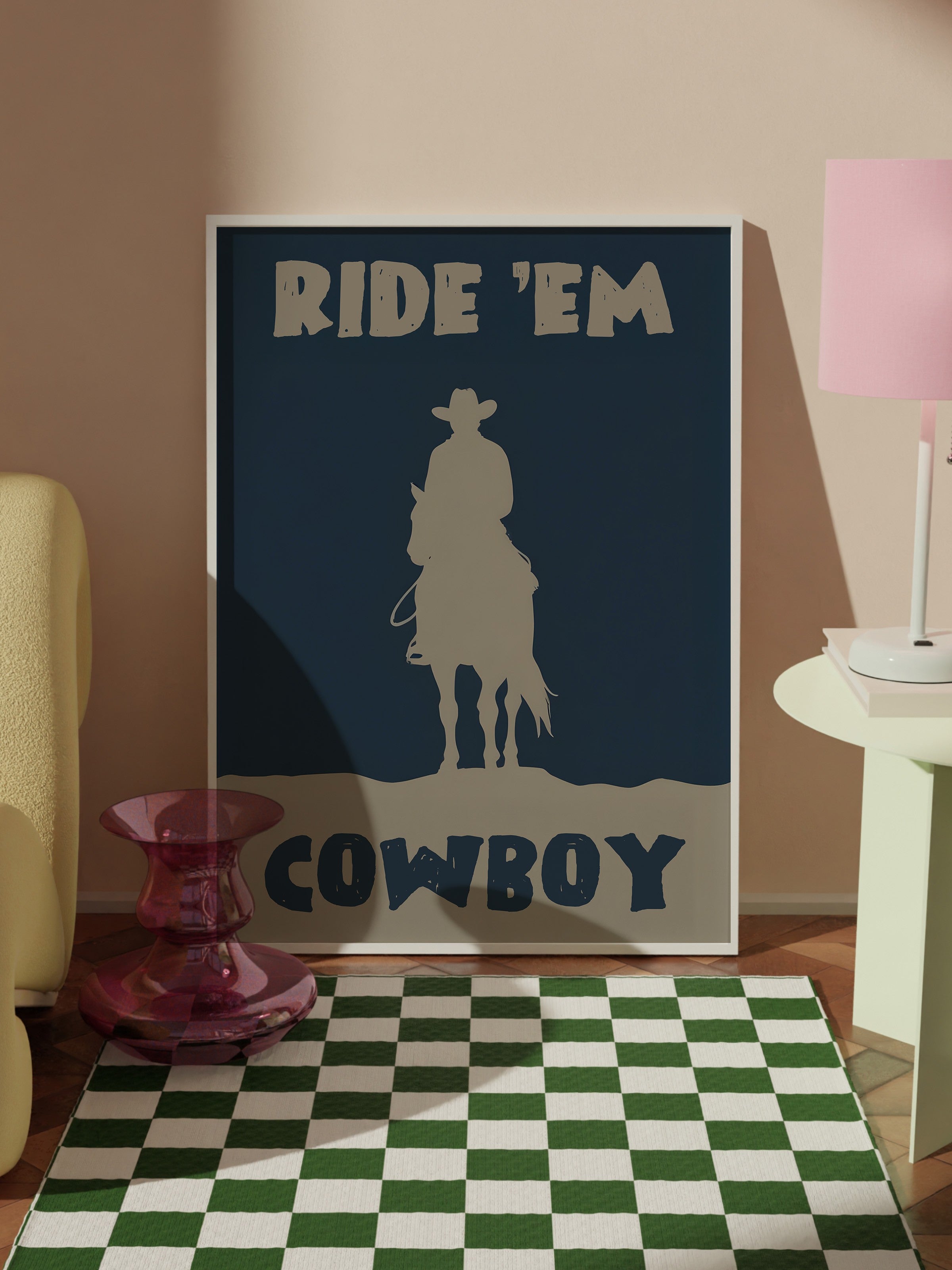 Beyaz Çerçeveli Tablo, Ride Em' Cowboy, Comfort Serisi Poster ve Duvar Tablosu, NO:108933