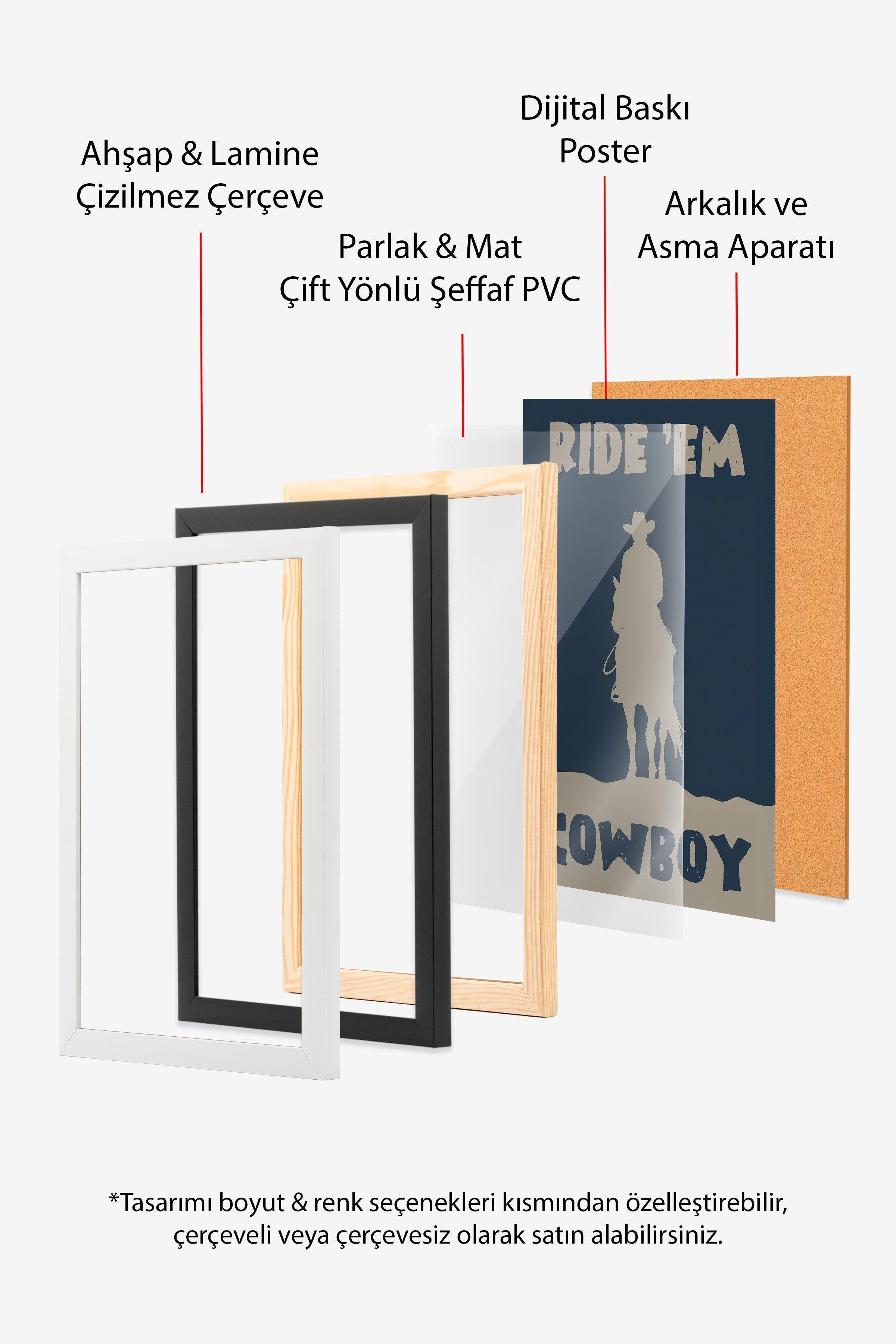 Beyaz Çerçeveli Tablo, Ride Em' Cowboy, Comfort Serisi Poster ve Duvar Tablosu, NO:108933
