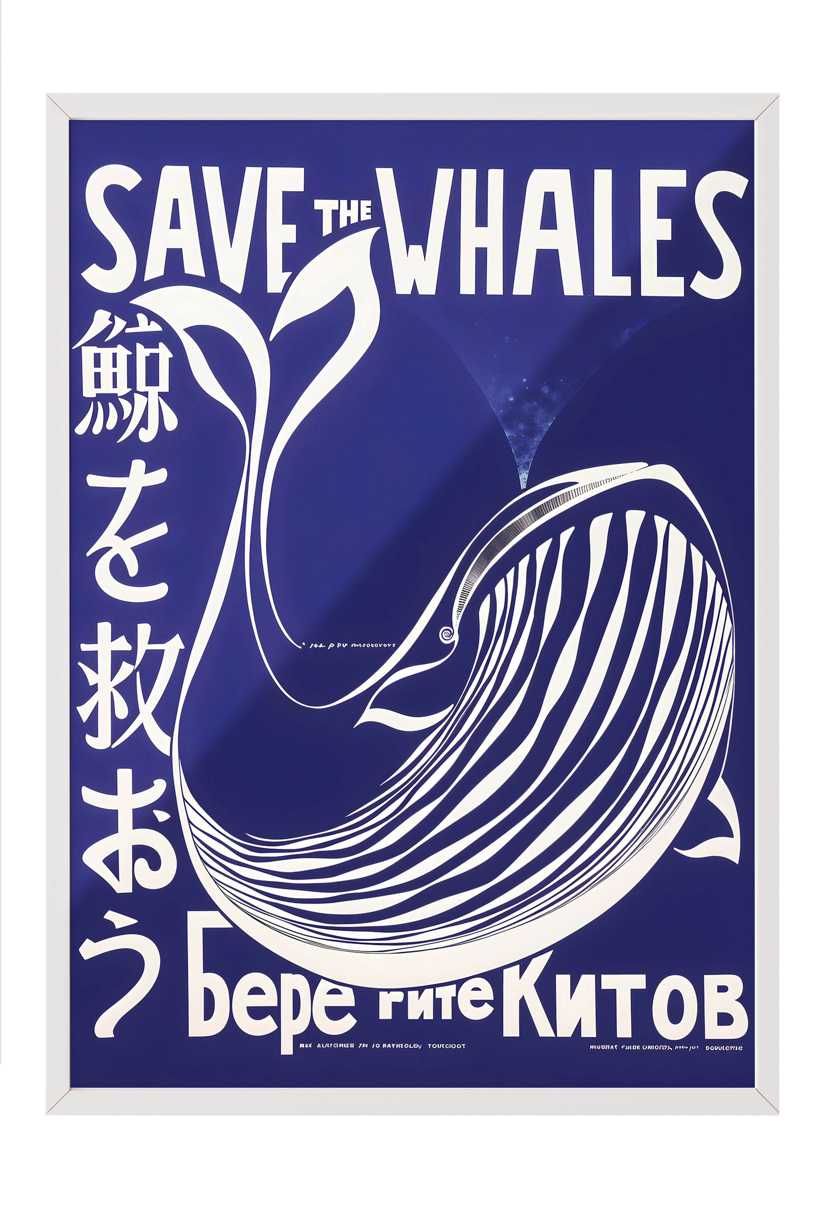 Beyaz Çerçeveli Tablo, Save the whales, Comfort Serisi Poster ve  Duvar Tablosu, NO:108974