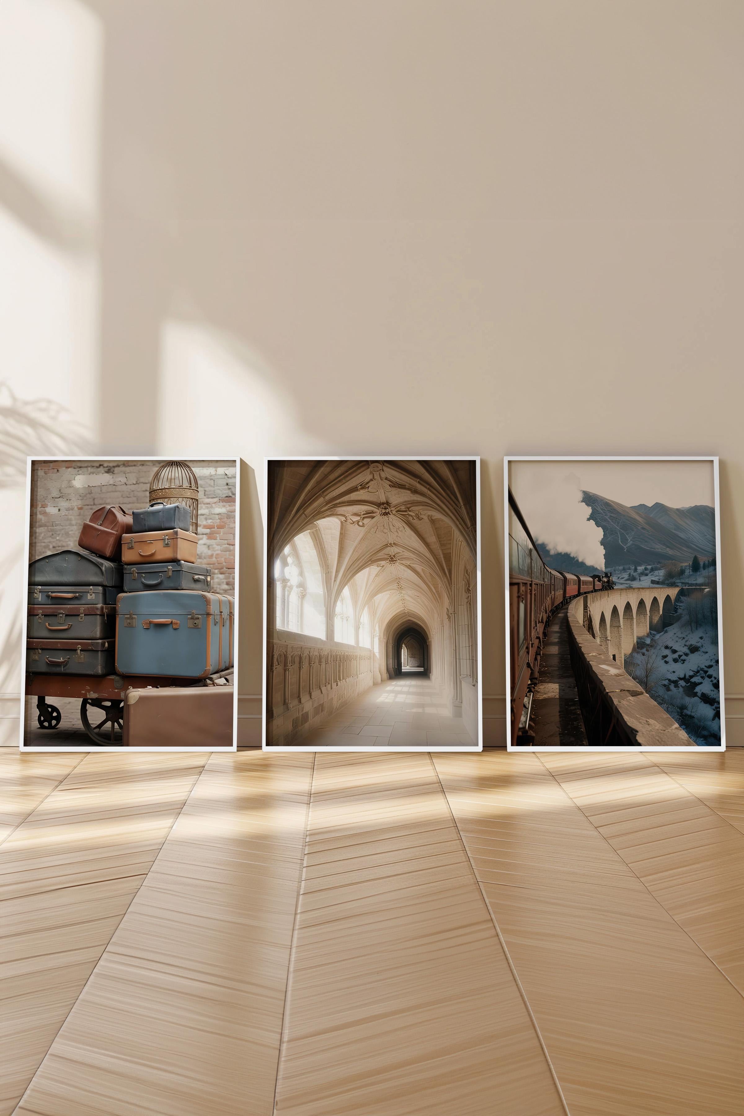 Beyaz Çerçeveli Tablo Seti, Büyücü Okulu II Duvar Tablosu, 3 Adet Poster Seti, No:300686