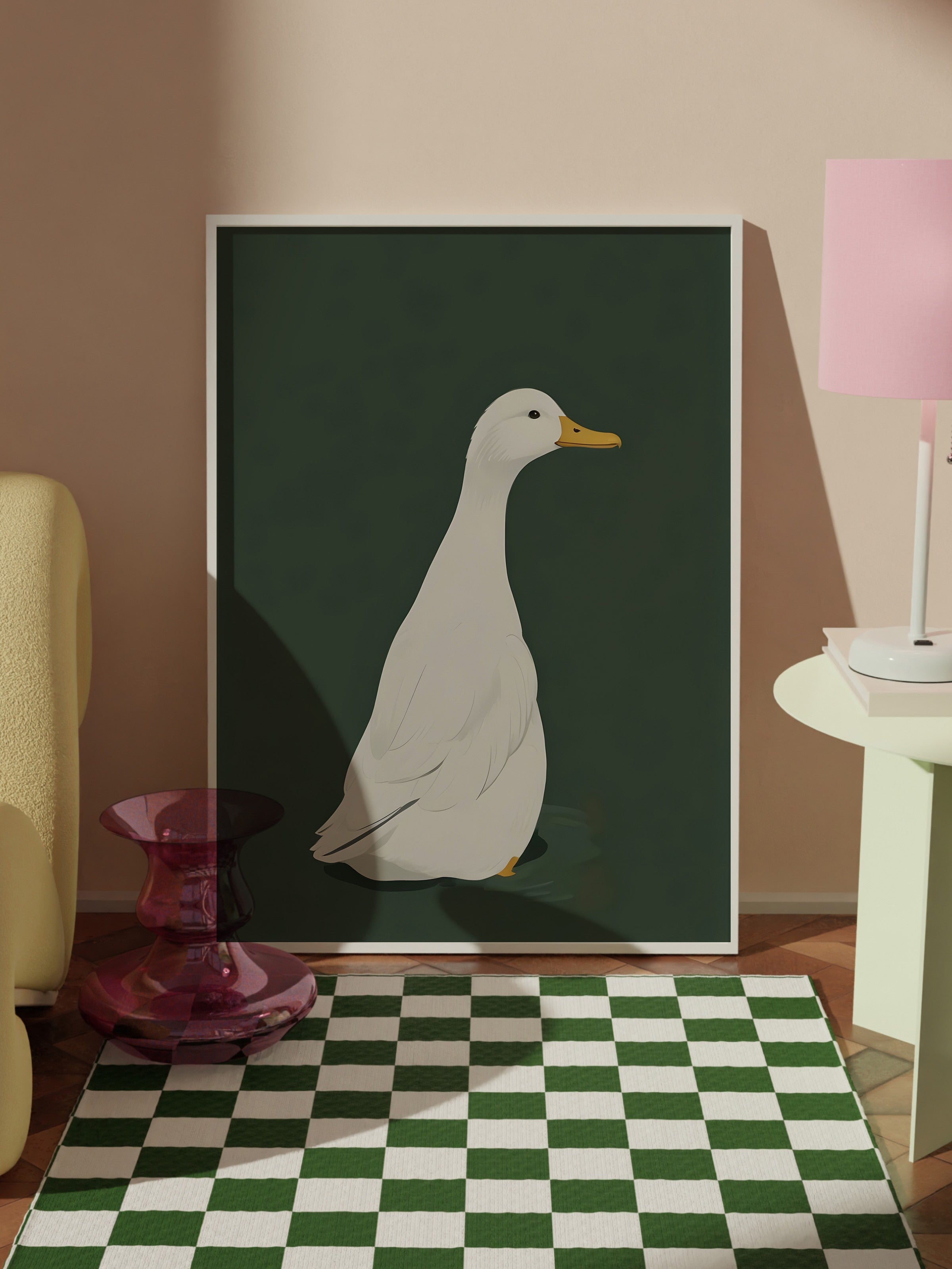 Beyaz Çerçeveli Tablo, Silly Goose , Comfort Serisi Poster ve Duvar Tablosu, NO:108947
