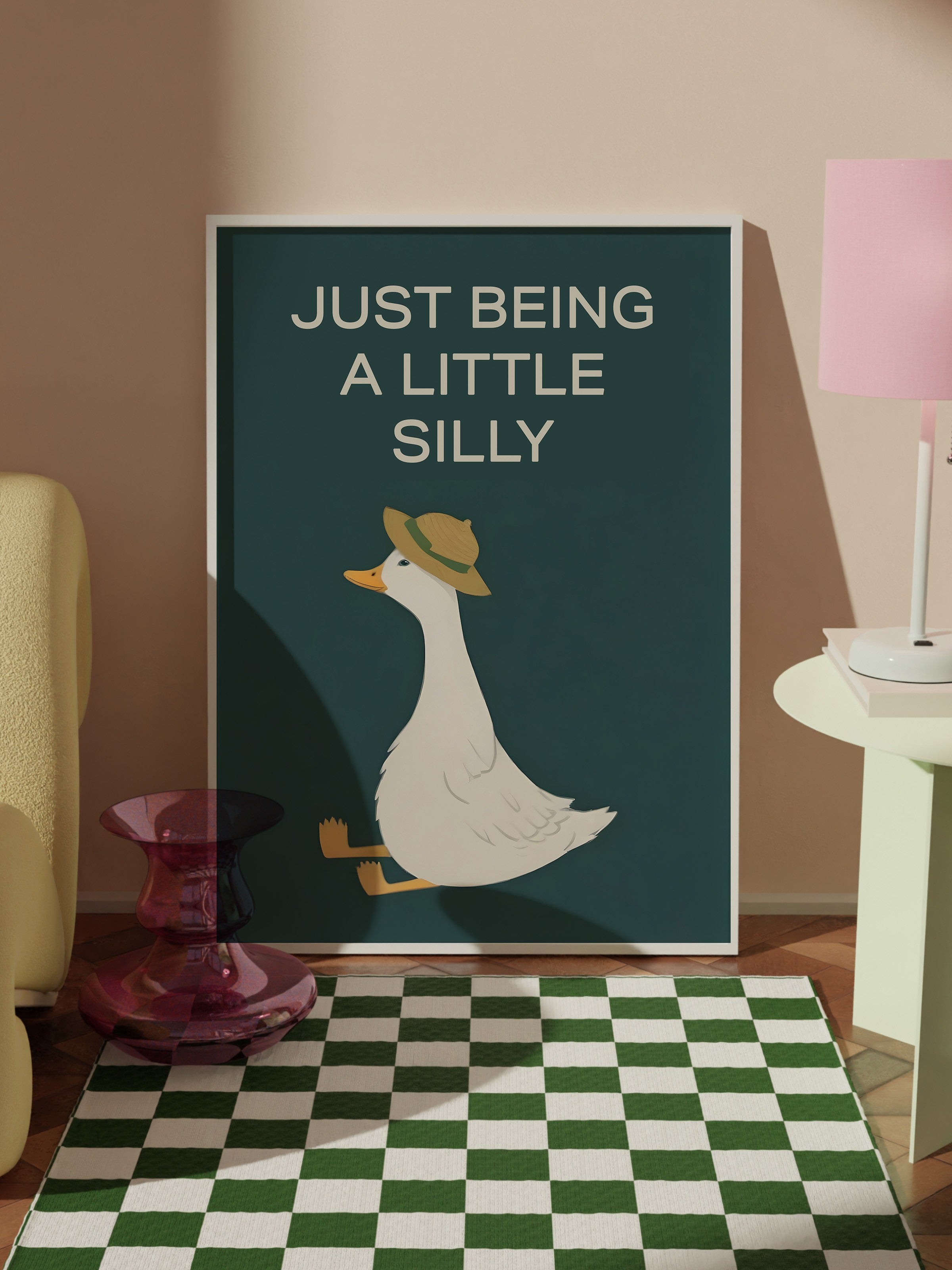 Beyaz Çerçeveli Tablo, Silly Goose , Comfort Serisi Poster ve Duvar Tablosu, NO:108948