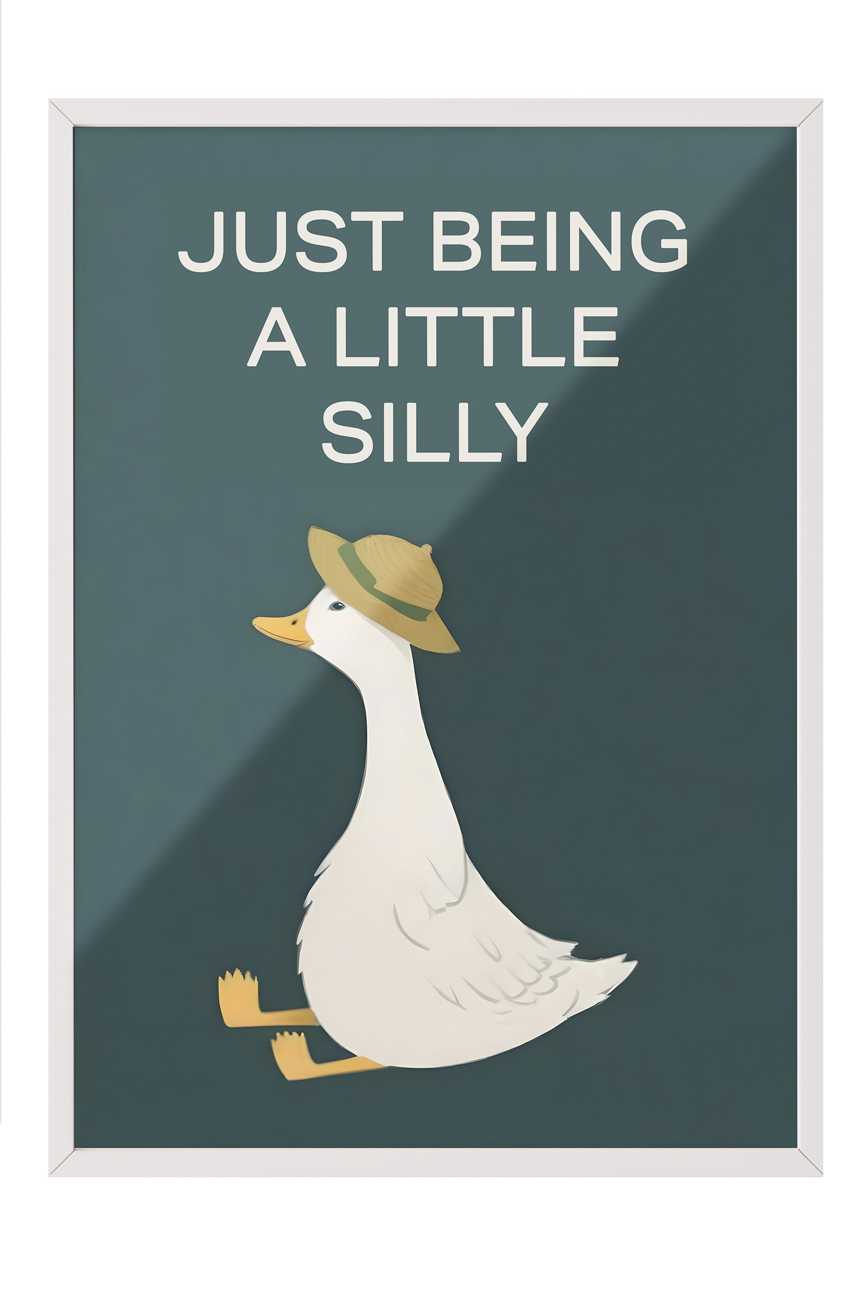 Beyaz Çerçeveli Tablo, Silly Goose , Comfort Serisi Poster ve Duvar Tablosu, NO:108948