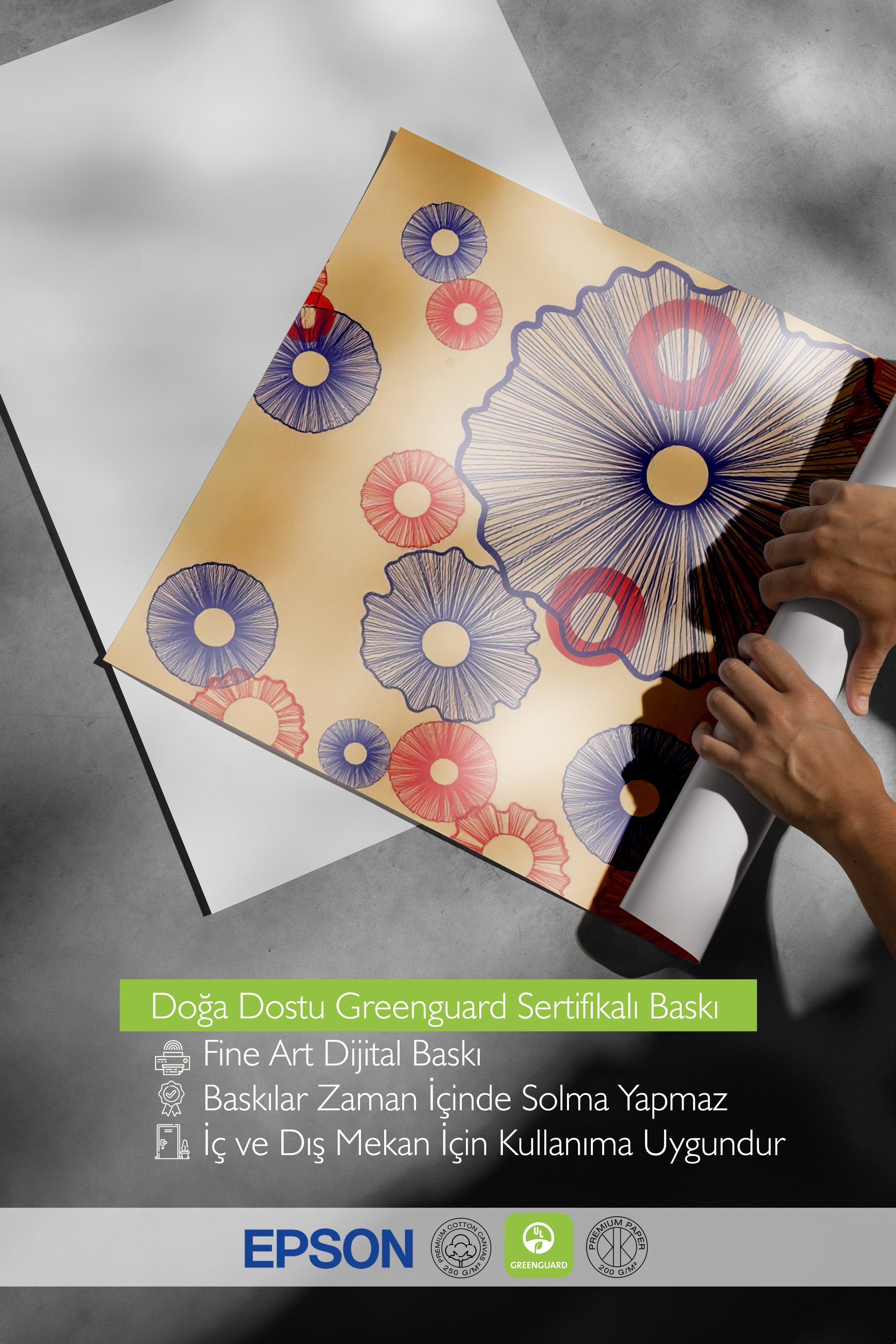 Beyaz Çerçeveli Tablo, Soyut Çiçek, İllüstrasyon, Kırmızı Renk Poster, 2025 Yaz Seçkisi, NO:109736