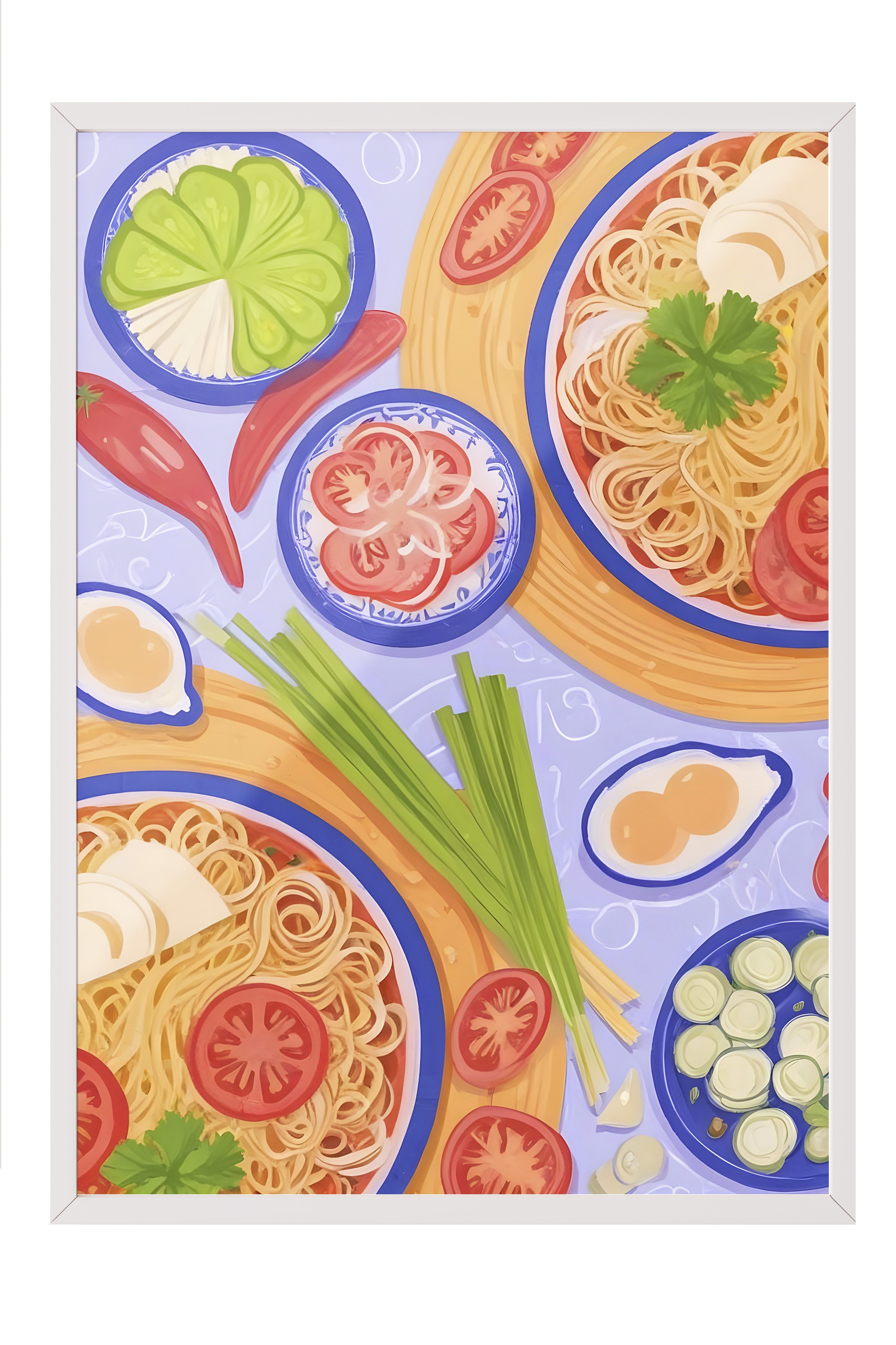 Beyaz Çerçeveli Tablo, Spaghetti Bolonese, Comfort Serisi Mutfak Duvar Tablosu, NO:109150