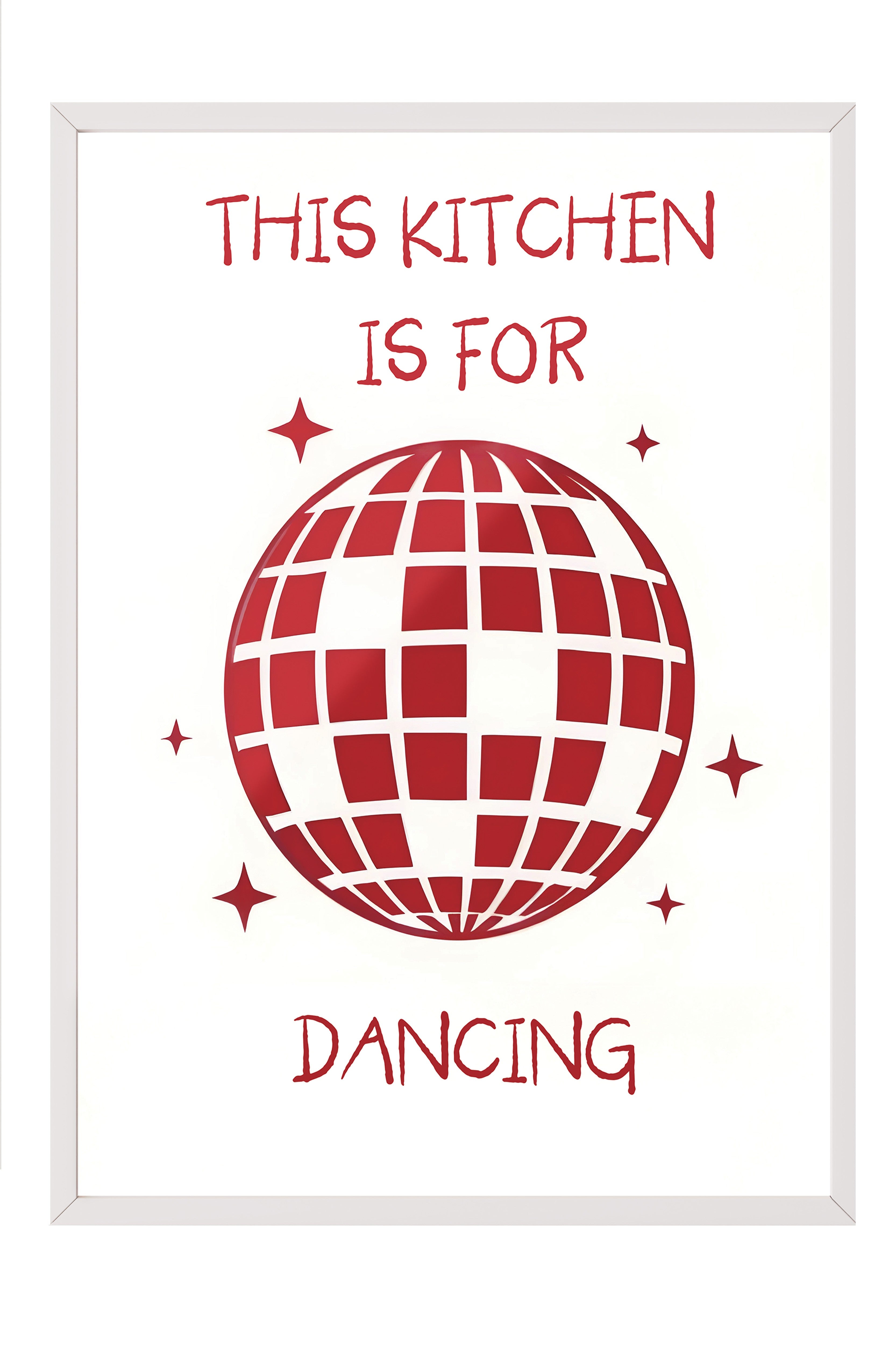 Beyaz Çerçeveli Tablo, This Kitchen Is For Dancing, Comfort Serisi Mutfak Duvar Tablosu, NO:109052