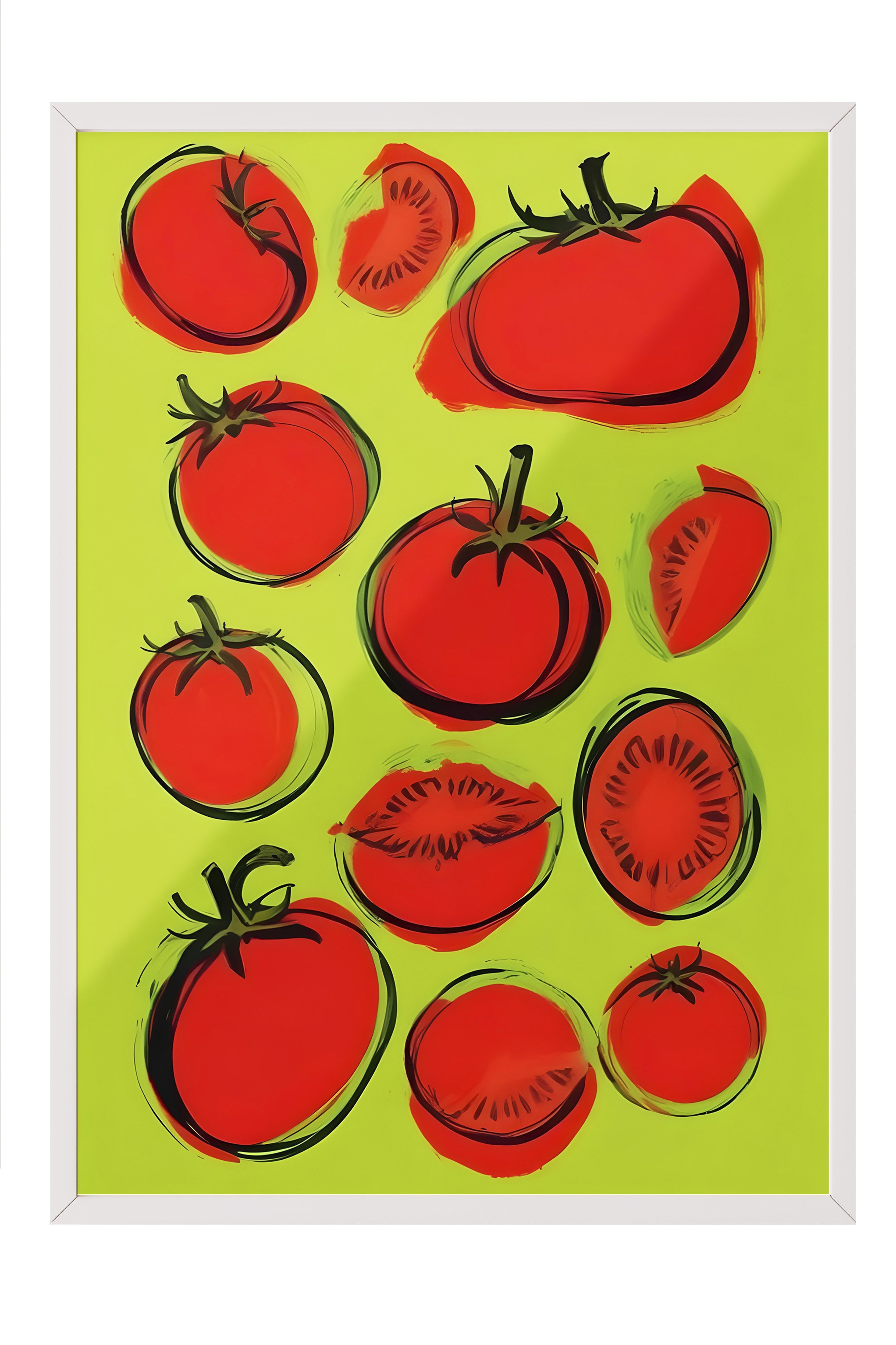 Beyaz Çerçeveli Tablo, Tomatoes, Comfort Serisi Mutfak Duvar Tablosu, NO:109099