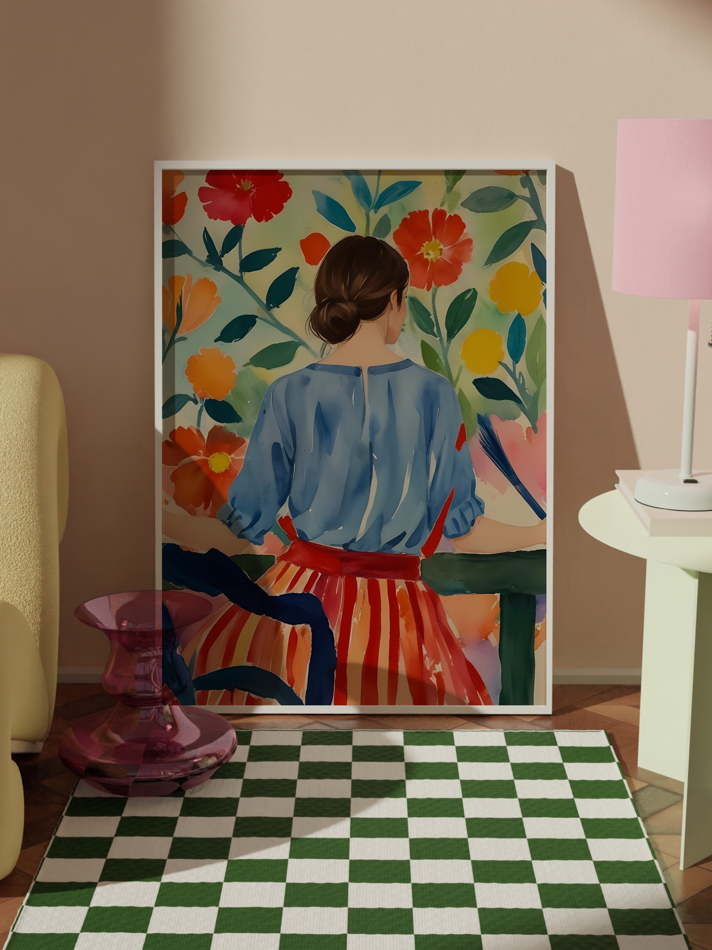 Beyaz Çerçeveli Tablo, Trendy Woman, Comfort Serisi Poster ve  Duvar Tablosu, NO:108961