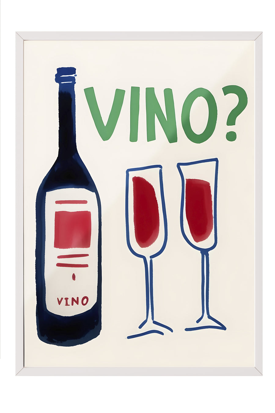 Beyaz Çerçeveli Tablo, VINO?, Comfort Serisi Mutfak Duvar Tablosu, NO:109063