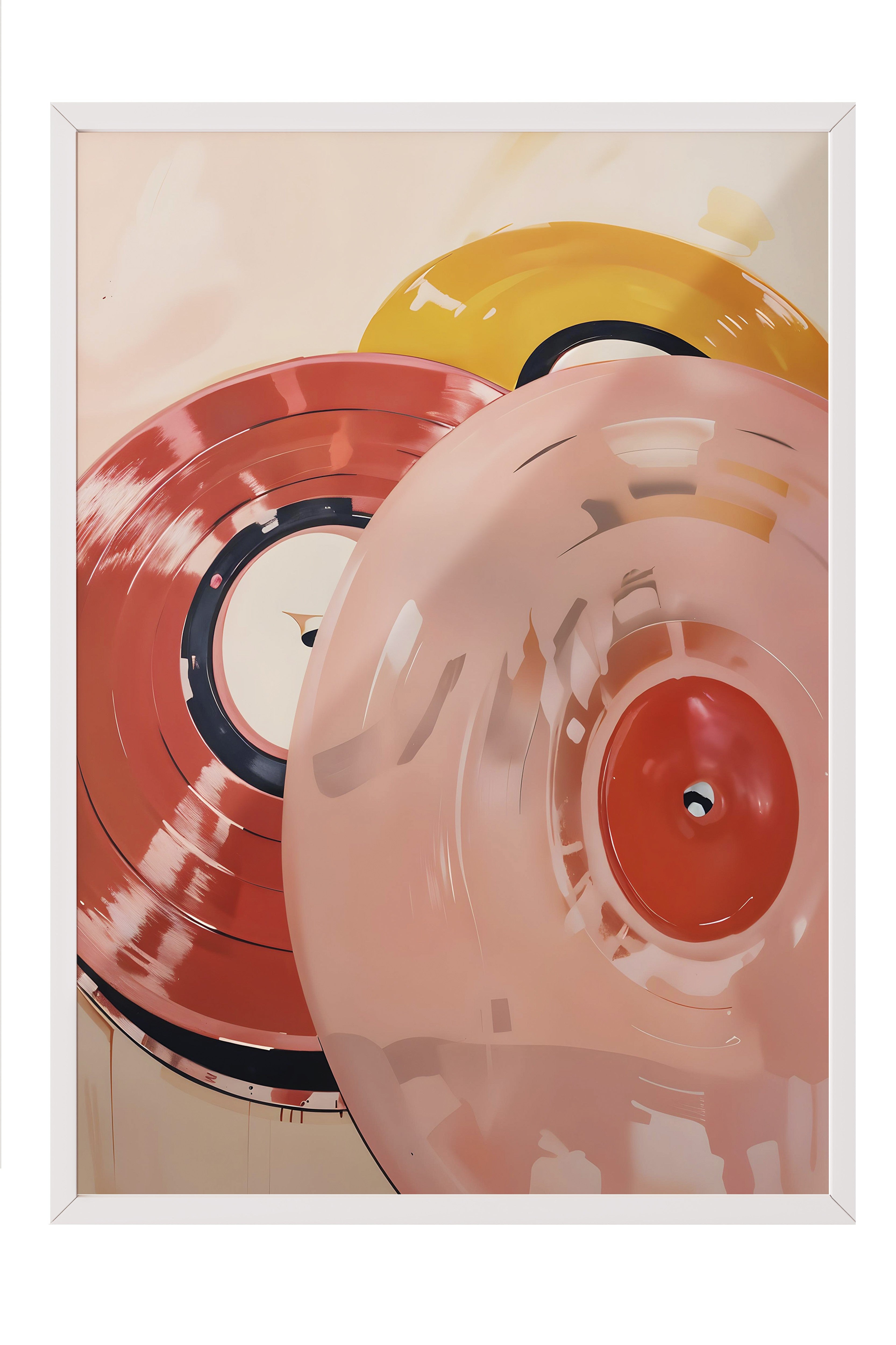 Beyaz Çerçeveli Tablo, Vinyl Record, Comfort Serisi Poster ve Duvar Tablosu, NO:108939