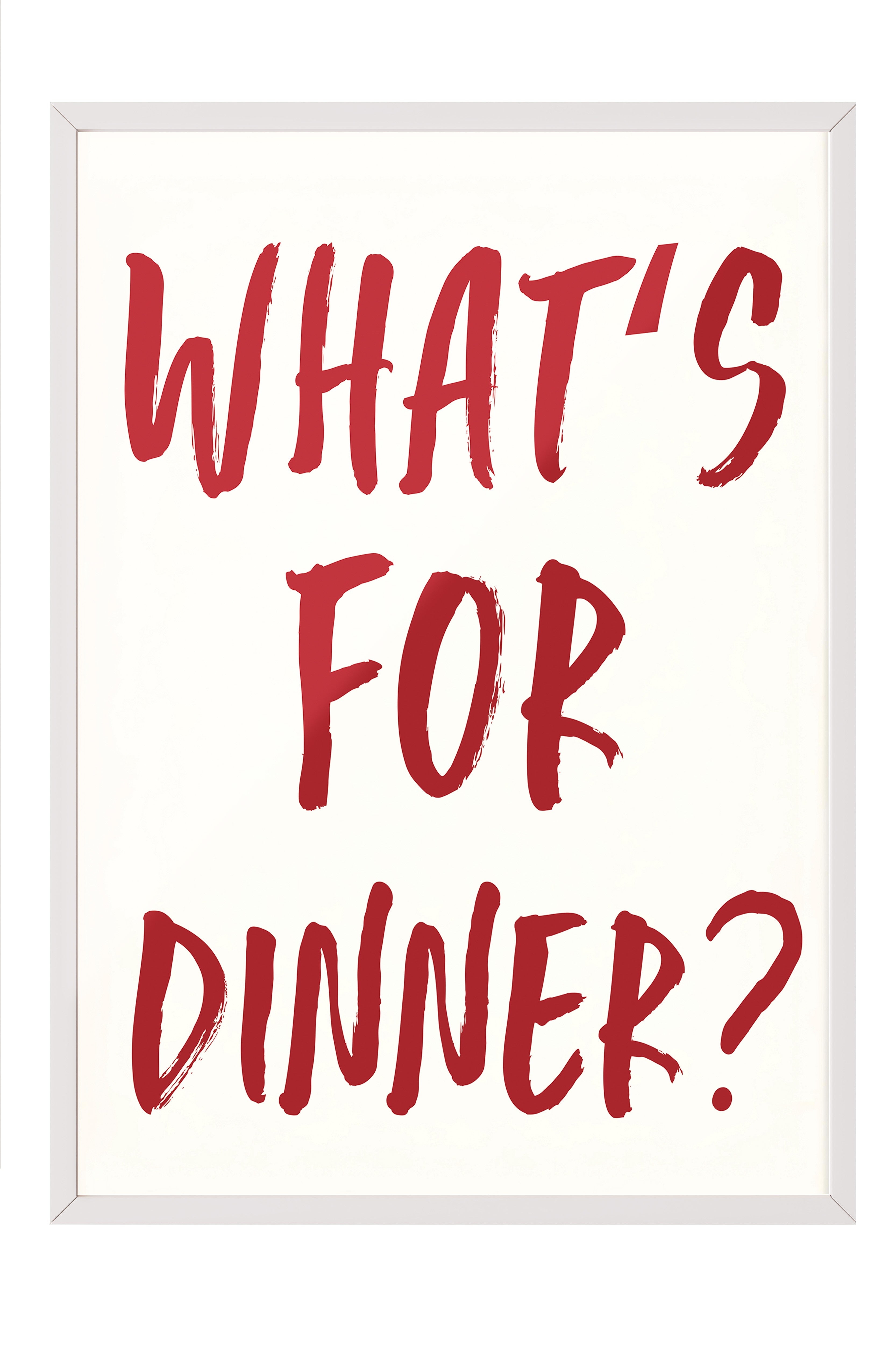 Beyaz Çerçeveli Tablo, What's  for Dinner?, Comfort Serisi Mutfak Duvar Tablosu, NO:109054
