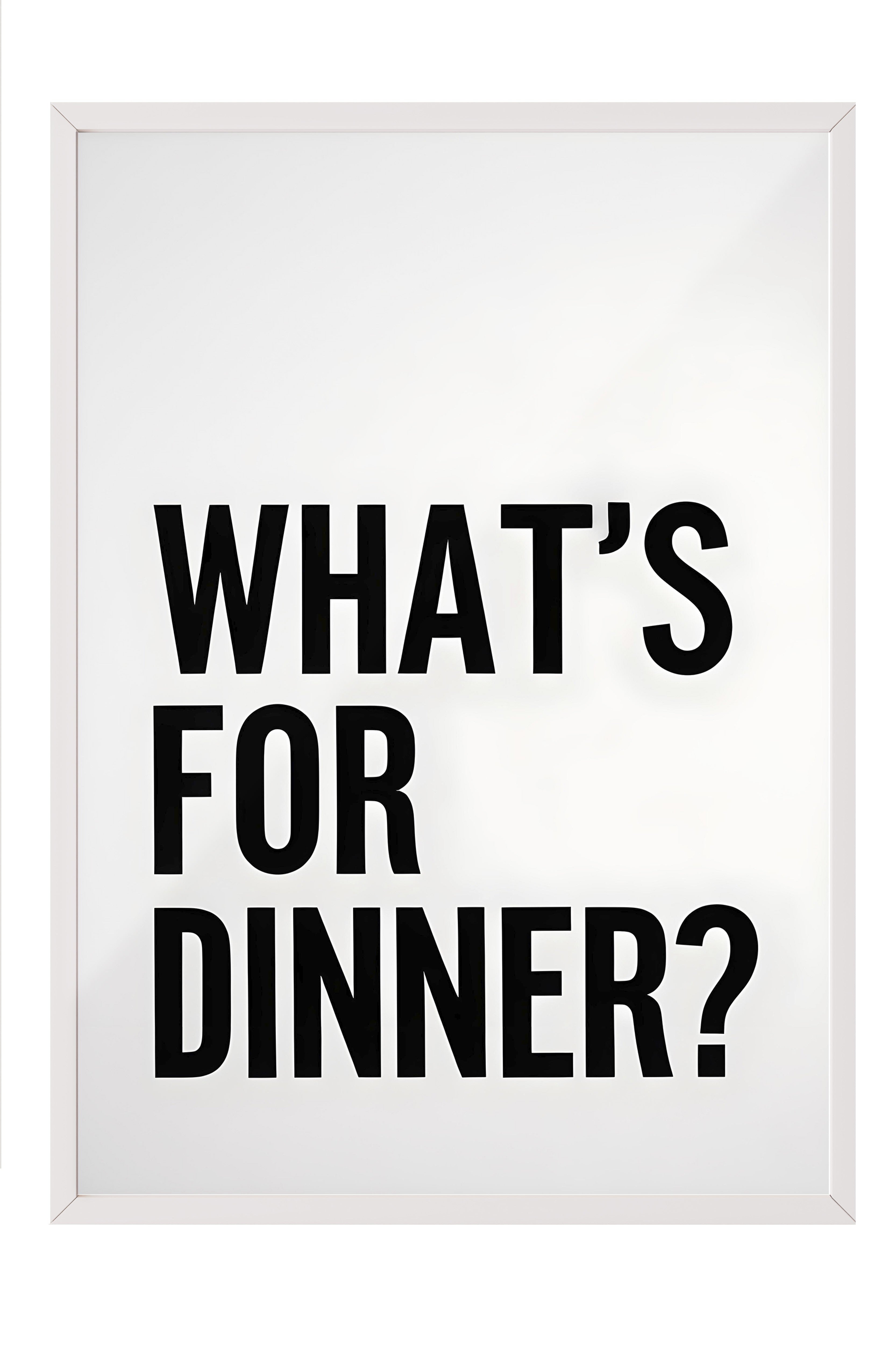 Beyaz Çerçeveli Tablo, What's For Dinner?, Comfort Serisi Mutfak Duvar Tablosu, NO:109112