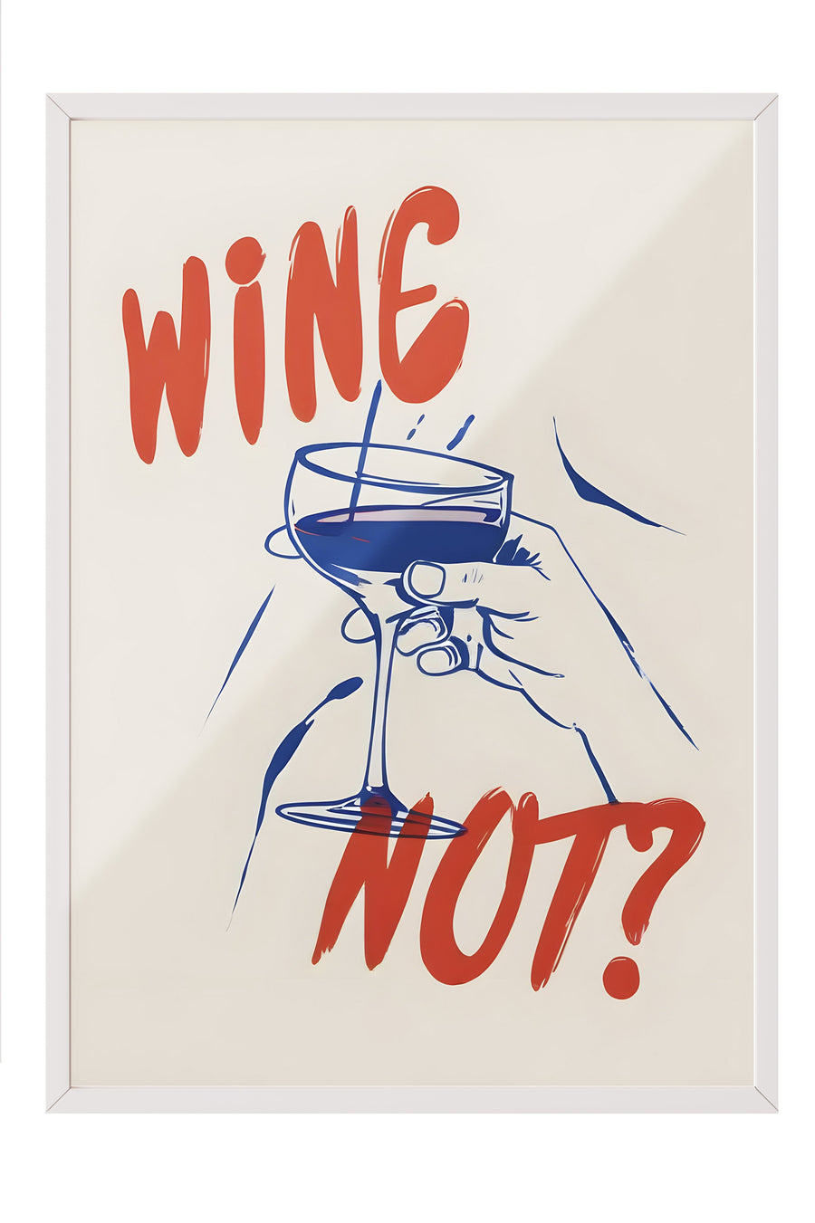 Beyaz Çerçeveli Tablo, Wine Not?, Comfort Serisi Mutfak Duvar Tablosu, NO:109078