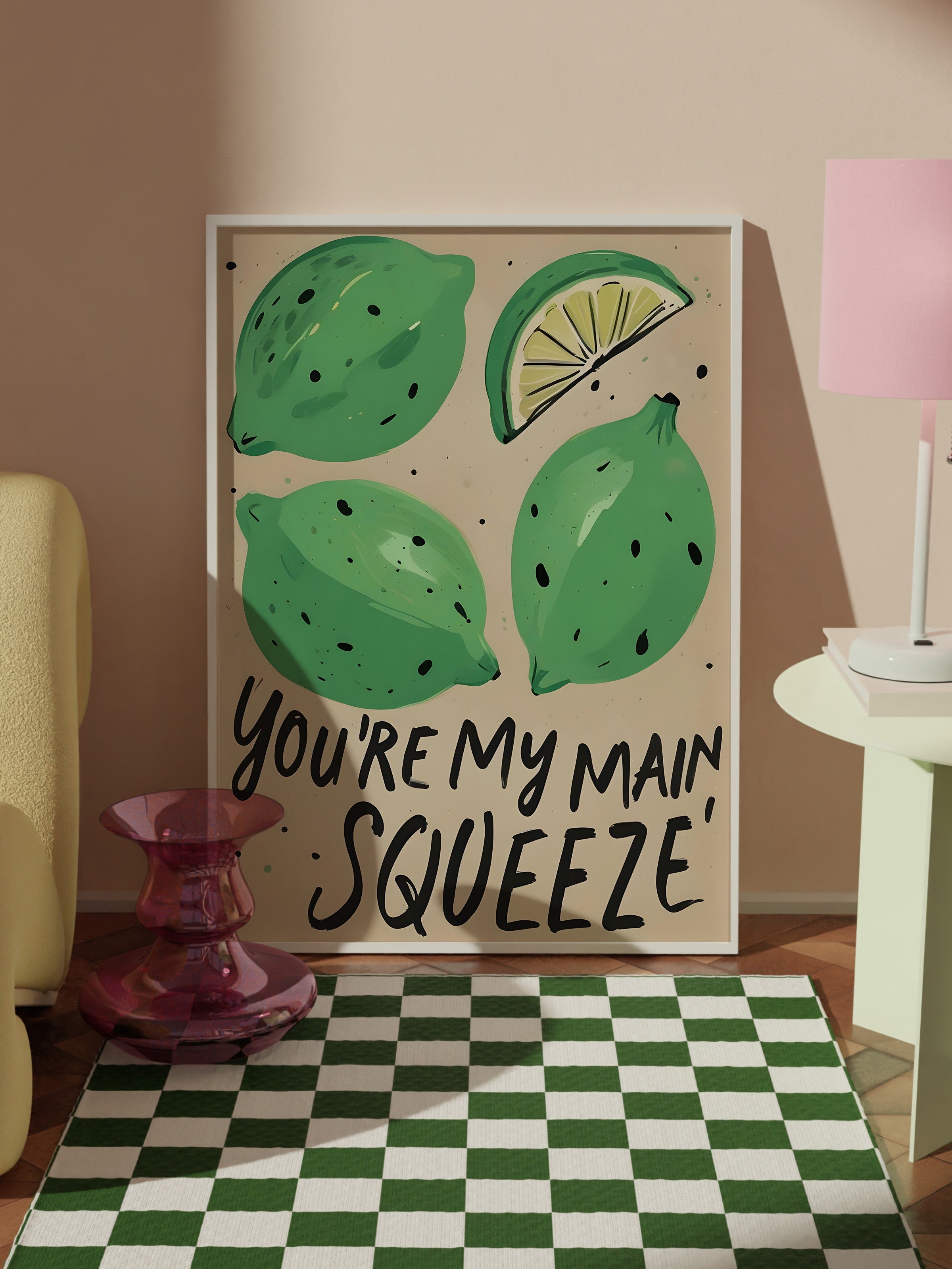 Beyaz Çerçeveli Tablo, You're My Main Squeeze, Comfort Serisi Mutfak Duvar Tablosu, NO:109134