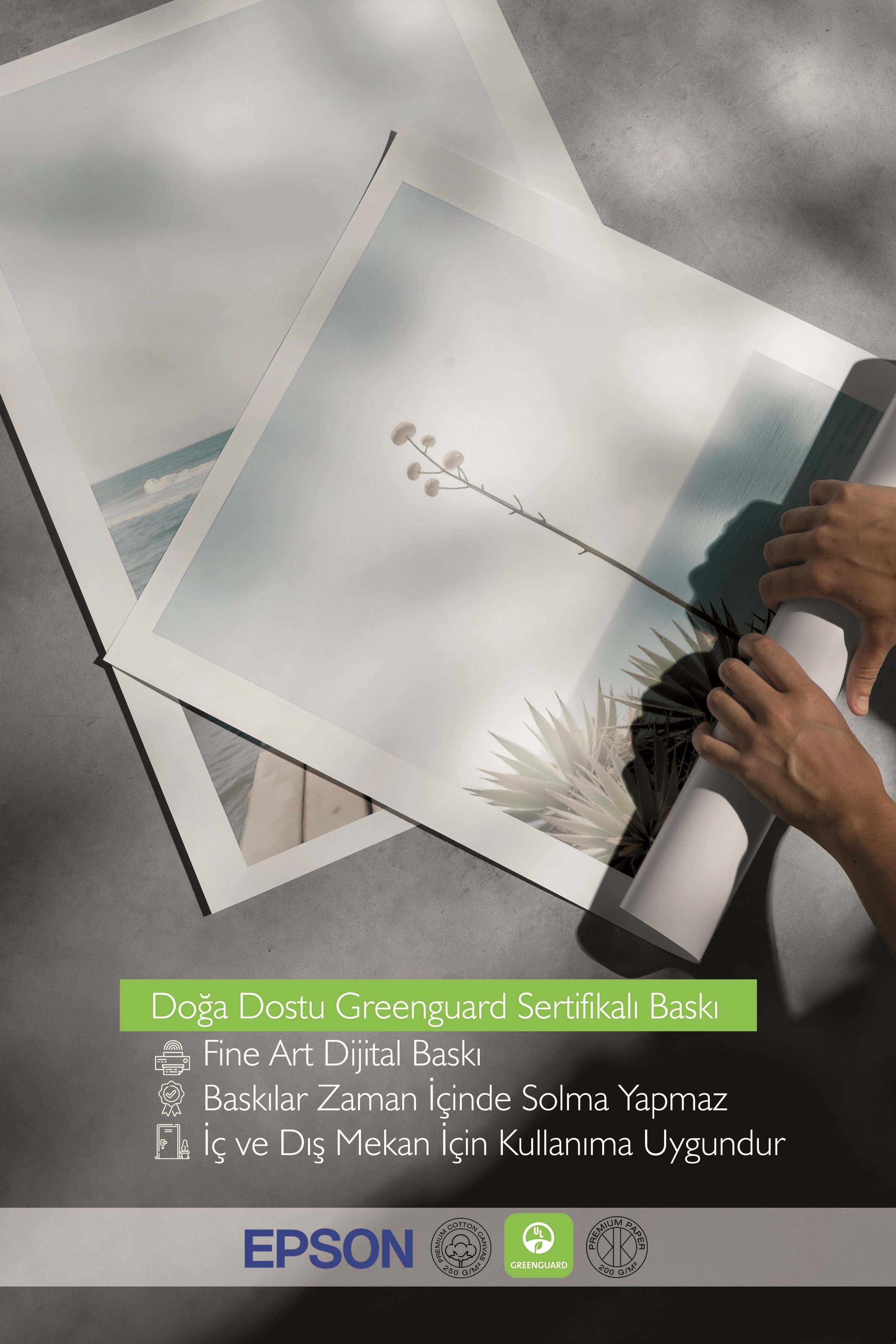 Beyaz Tablo Seti, 3 Adet Beyaz Çerçeveli Poster Best Beach View Model No:300842, Mavi Duvar Dekoru