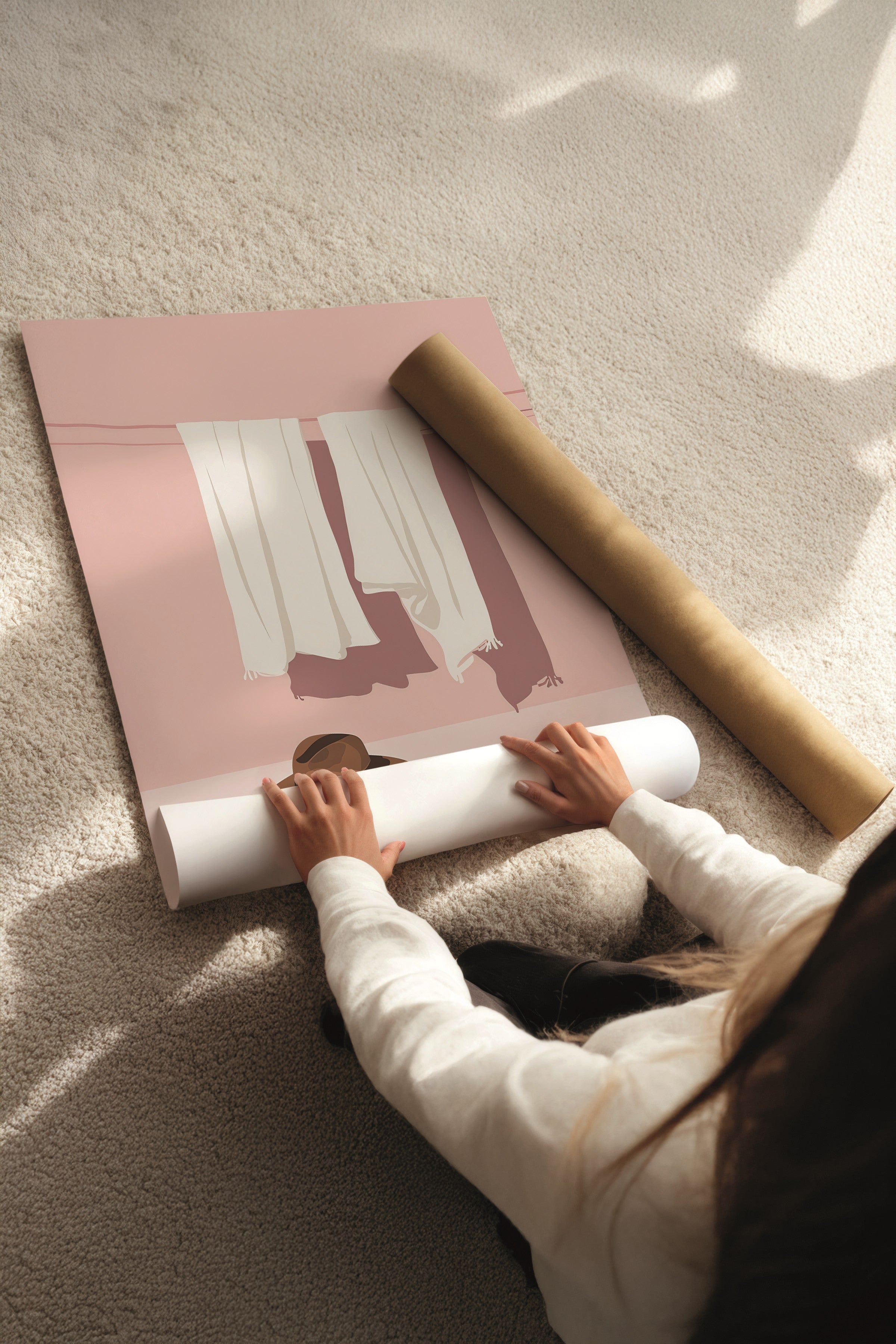 Beyaz Tablo Seti, 3 Adet Beyaz Çerçeveli Poster Easy Breezy Model No:300844, Pembe Duvar Dekoru