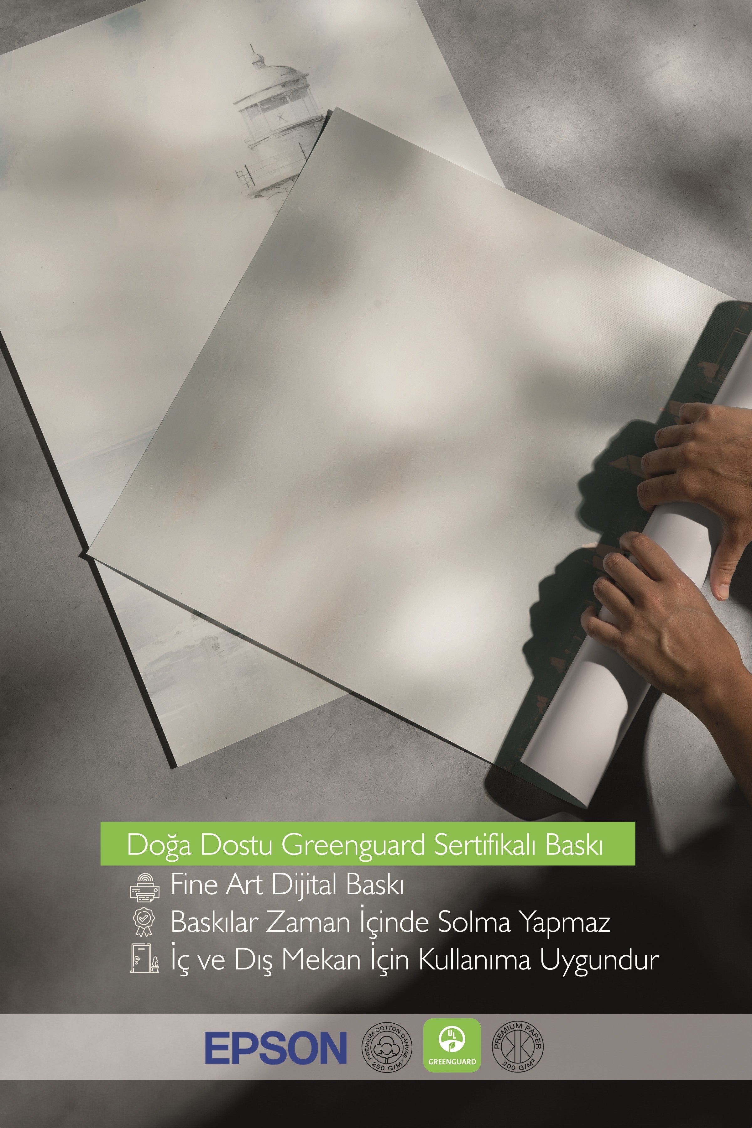 Beyaz Tablo Seti, 3 Adet Beyaz Çerçeveli Poster Land Model No:300891, Gri ve Mavi Duvar Dekoru