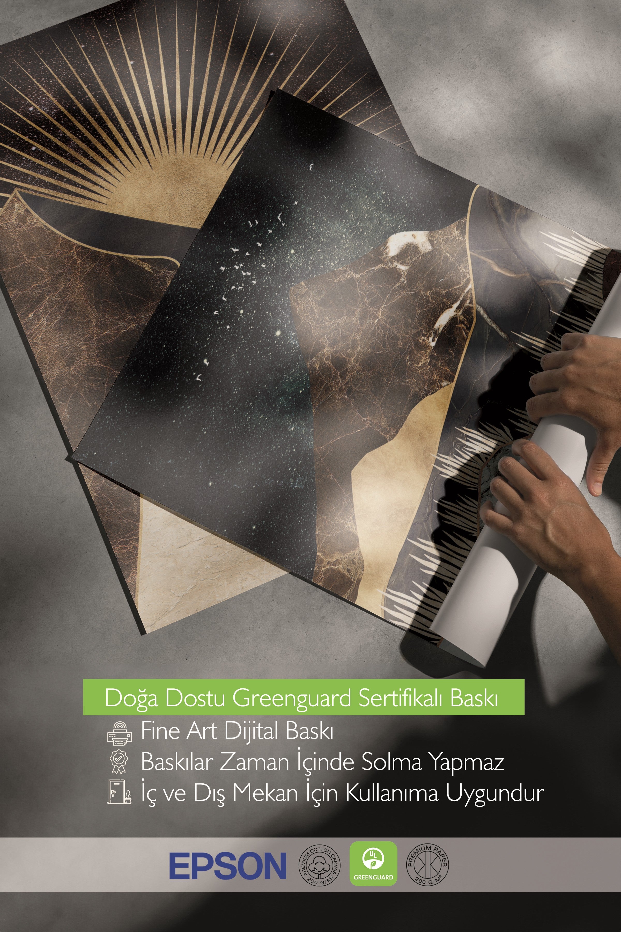 Beyaz Tablo Seti, 3 Adet Beyaz Çerçeveli Poster Moon Love Model No:300885, Kahverengi Duvar Dekoru