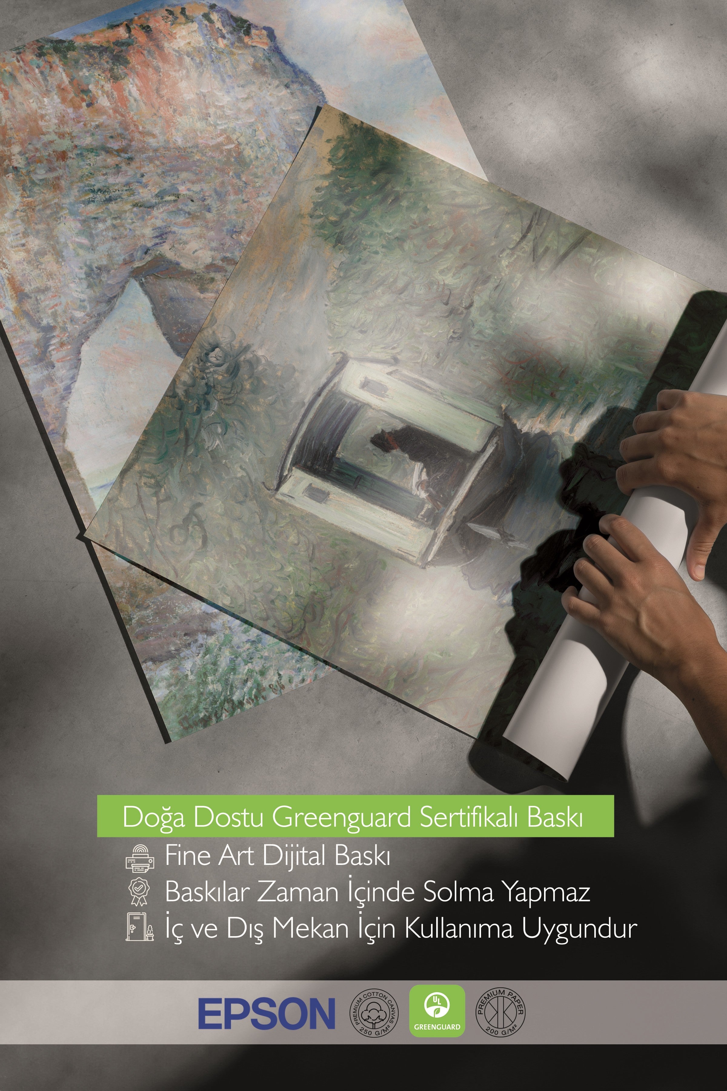 Beyaz Tablo Seti, 3 Adet Beyaz Çerçeveli Poster River Model No:300874, Mavi Duvar Dekoru