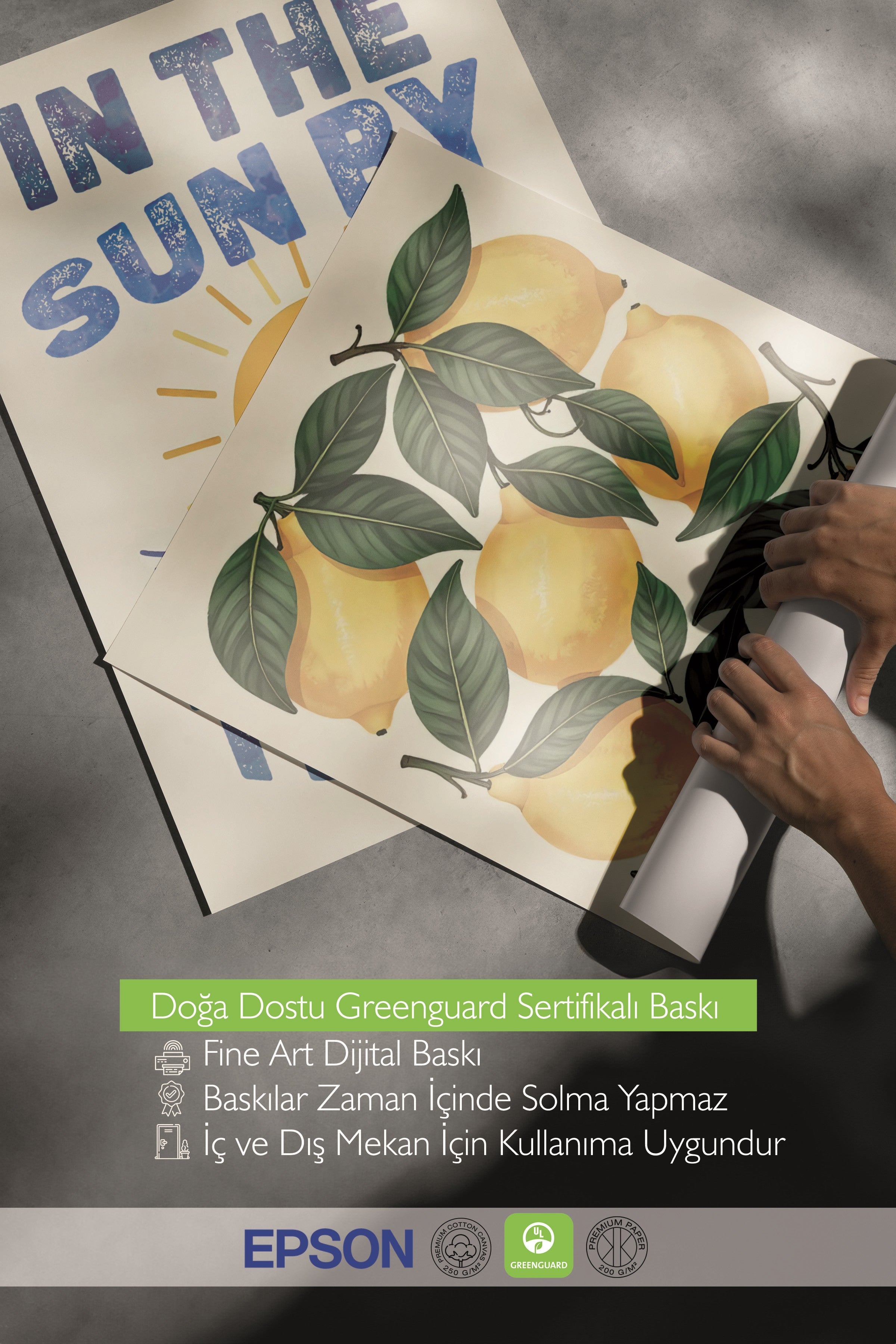 Beyaz Tablo Seti, 3 Adet Beyaz Çerçeveli Poster Sun by the Sea Model No:300850, Sarı Duvar Dekoru