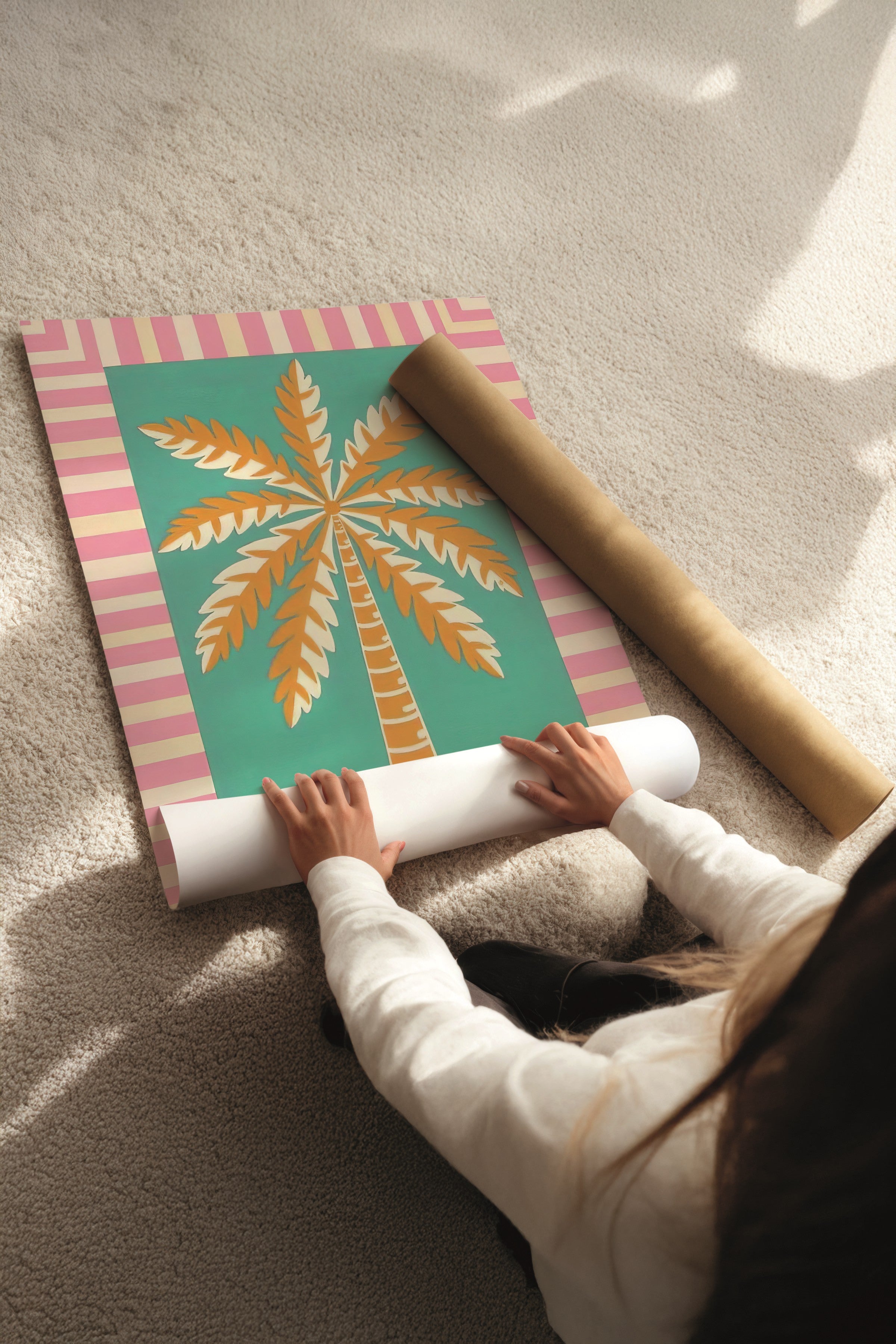 Beyaz Tablo Seti, 3 Adet Beyaz Çerçeveli Poster tree valley Model No:300829, Duvar Dekoru