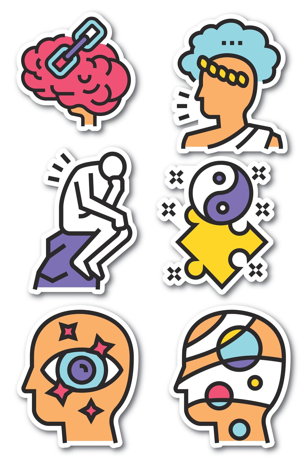 Bilim Temalı Sticker Seti - 6 Adet Etiket Seti- Telefon, Tablet, Defter Laptop Uyumlu Etiket
