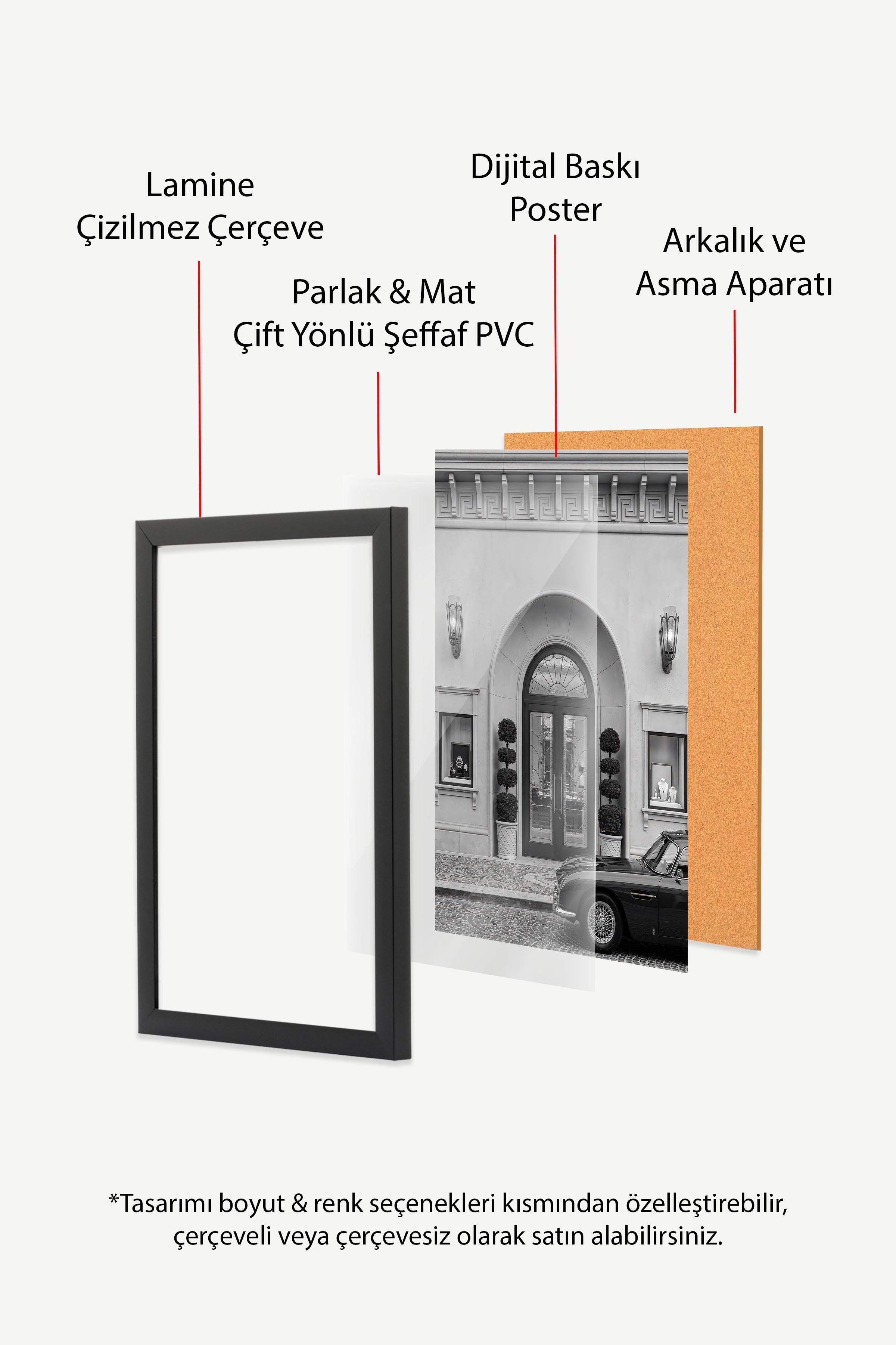 Bina ve Araba Posteri, Siyah Çerçeveli Poster, Old Money Serisi, NO:113138