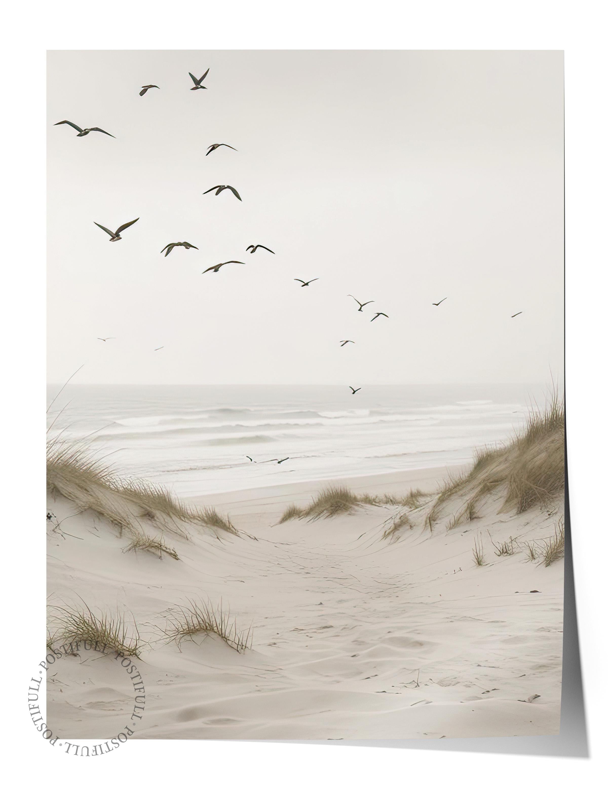 Birds by the Beach Poster, Çerçevesiz Duvar Posteri, Dikey Duvar Tablosu Comfort Serisi NO:108313