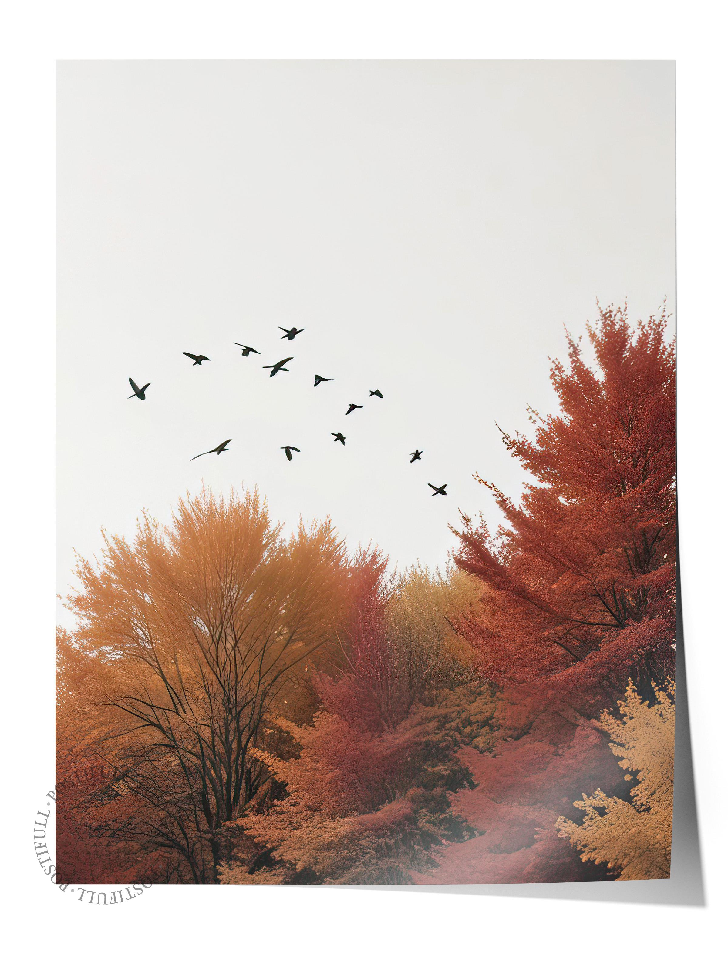 Birds over the Forest Poster, Dikey Duvar Tablosu Comfort Serisi NO:108317