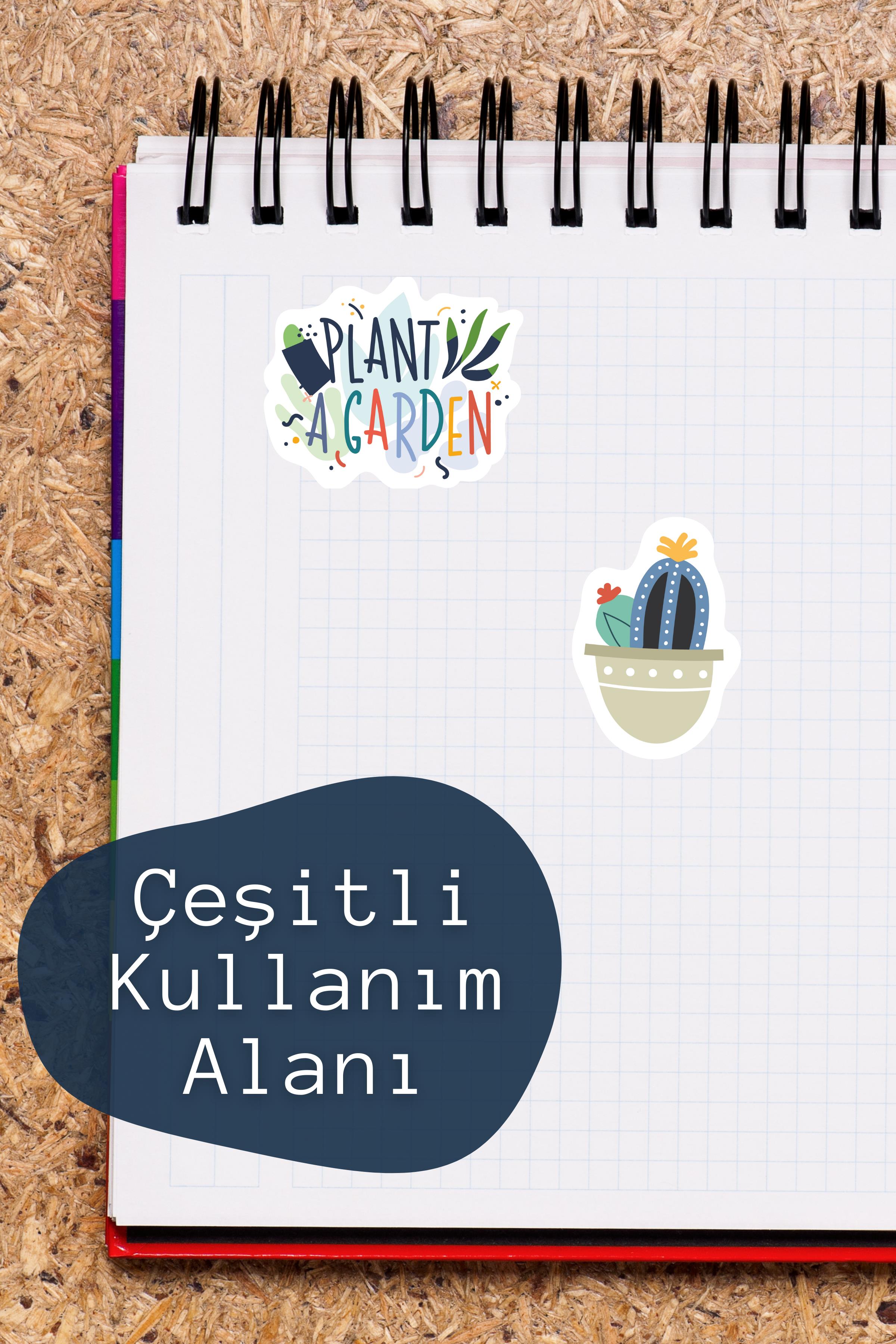 Bitkisever Temalı Sticker ve Etiket Seti - Orta Boy - Su Geçirmez, Kalın Yapışkanlı Sticker Seti