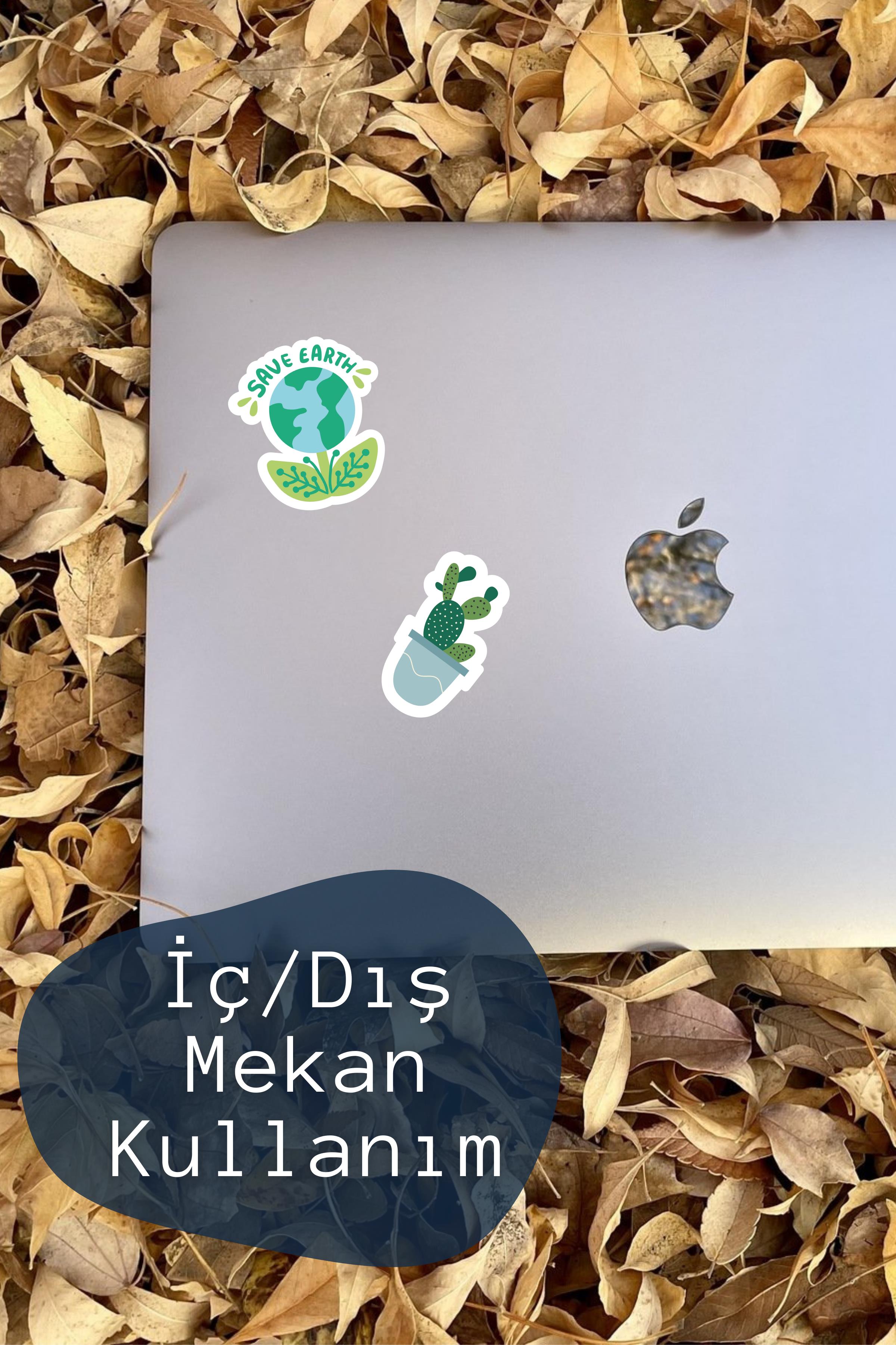 Bitkisever Temalı Sticker ve Etiket Seti - Orta Boy - Su Geçirmez, Kalın Yapışkanlı Sticker Seti
