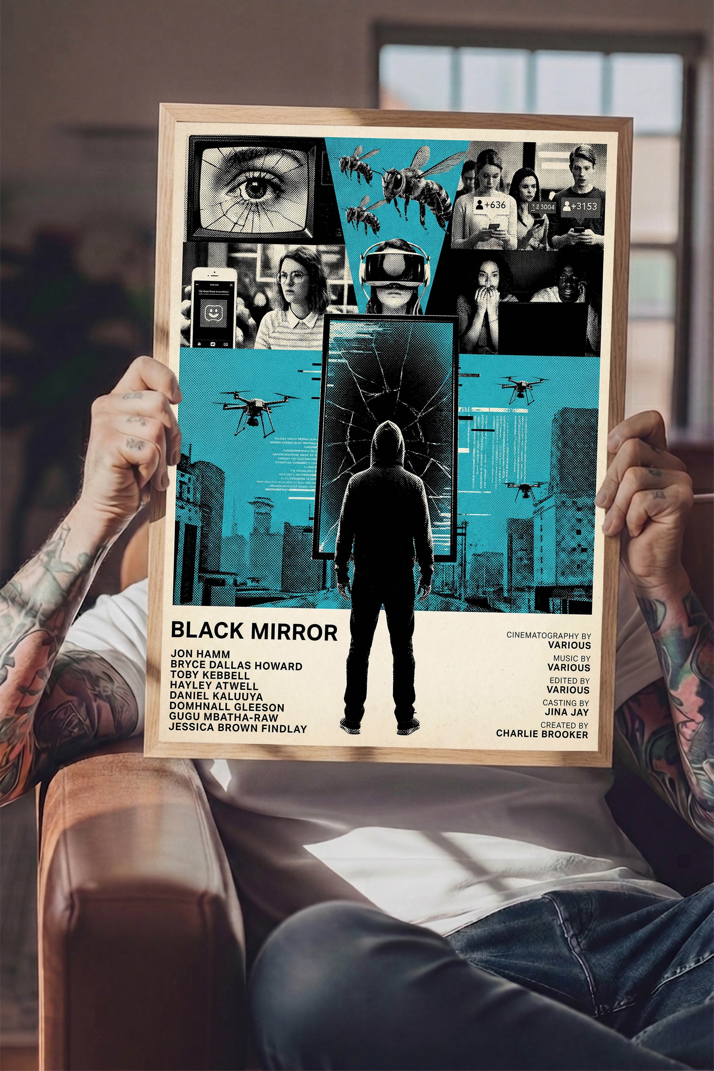 Black Mirror Ahşap Çerçeveli Poster, Sinema ve Dizi Tablo, Film Dizi Afişleri NO:112788