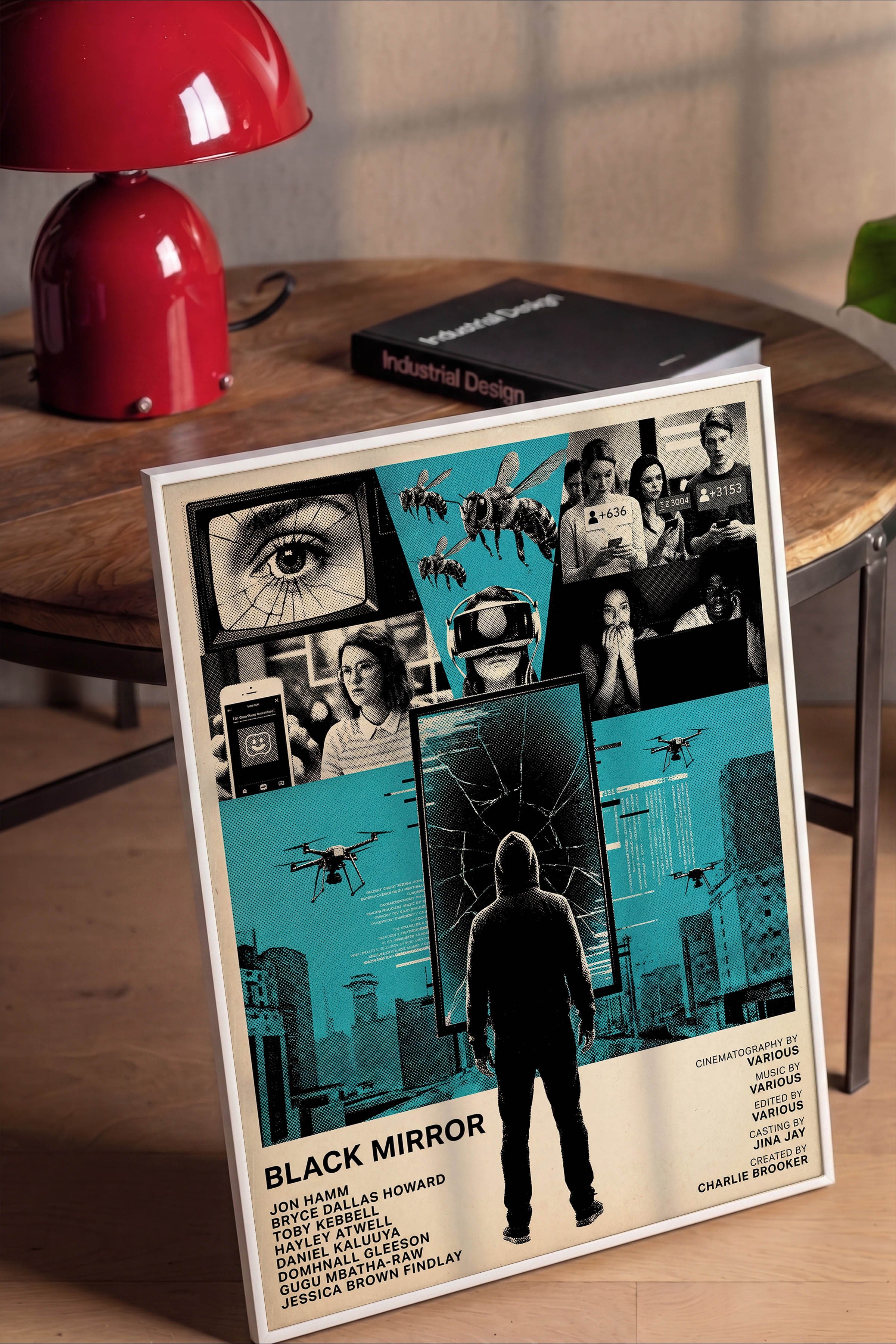 Black Mirror Beyaz Çerçeveli Poster, Sinema ve Dizi Tablo, Film Dizi Afişleri NO:112788