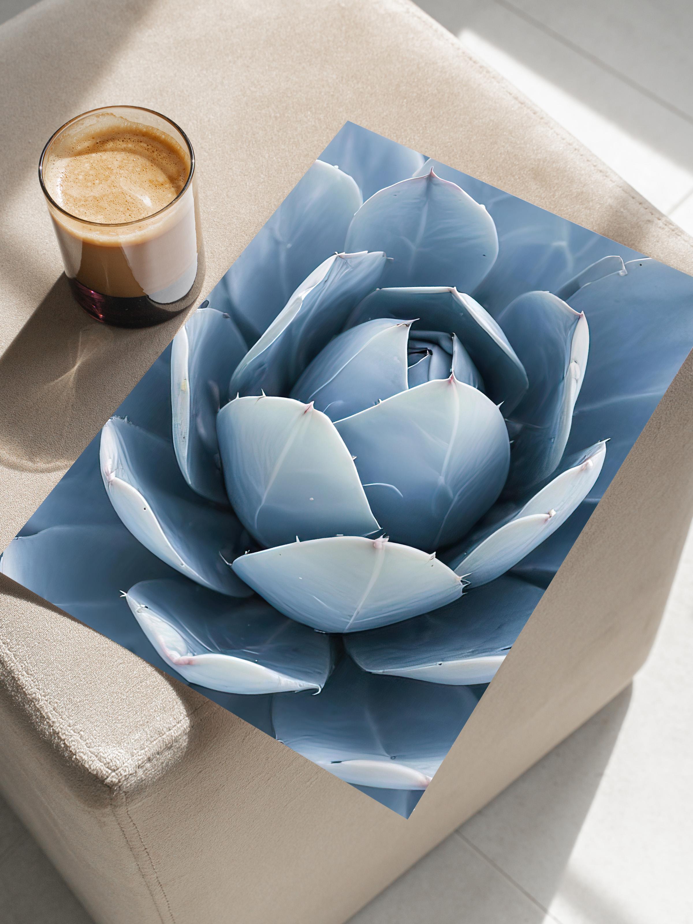 Blue Cactus Poster, Çerçevesiz Duvar Posteri, Dikey Duvar Tablosu Comfort Serisi NO:108376