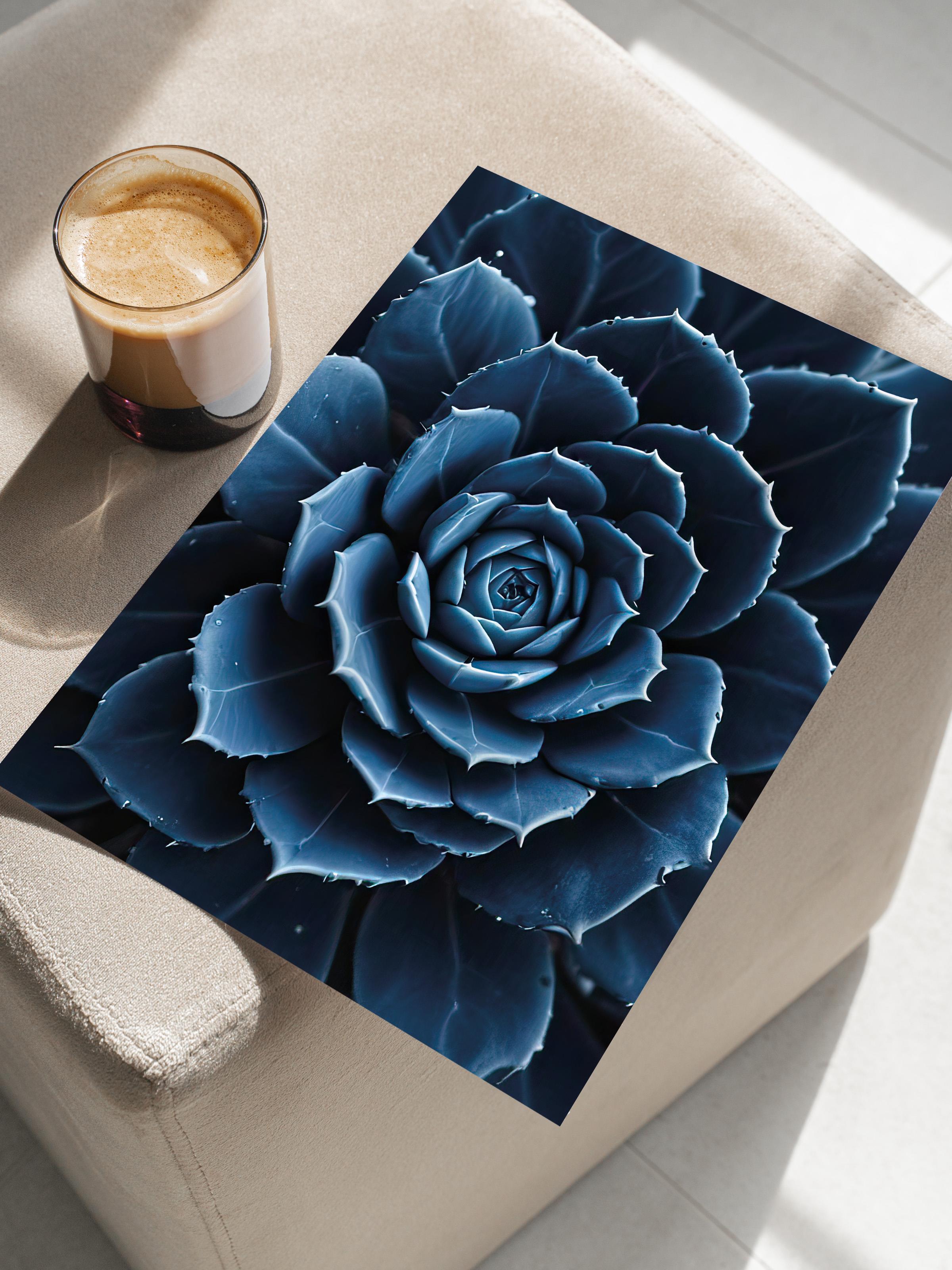 Blue flower cactus Poster, Çerçevesiz Duvar Posteri, Dikey Duvar Tablosu Comfort Serisi NO:108372