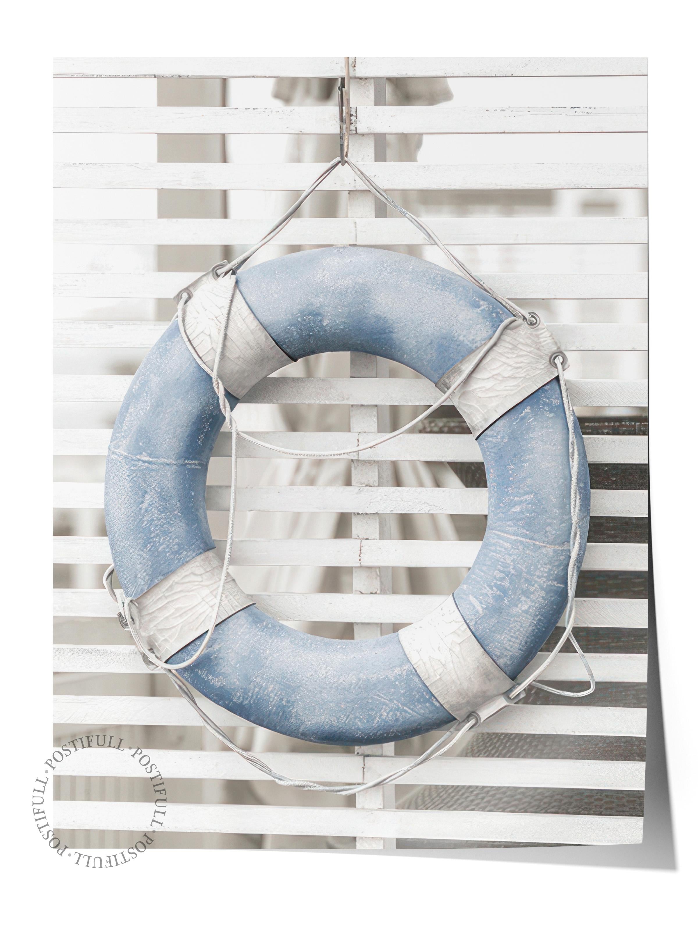 Blue Lifebuoy Poster, Çerçevesiz Duvar Posteri, Dikey Duvar Tablosu Comfort Serisi NO:108437